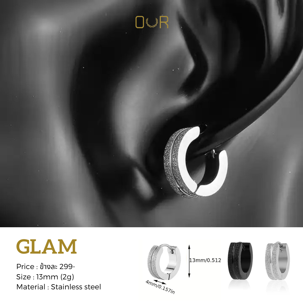 Our Glam ต่างหูเจาะ วัสดุไททาเนียมเกรดเครื่องมือแพทย์ ไม่แพ้ ไม่ขึ้นสนิม