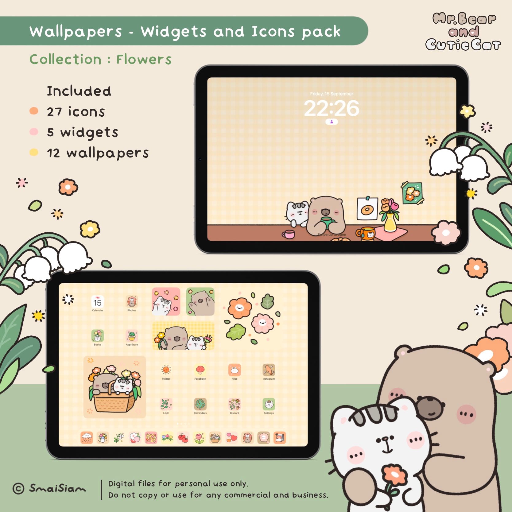 [Digital Product] Flowers : Wallpapers, Widgets and Icons pack
