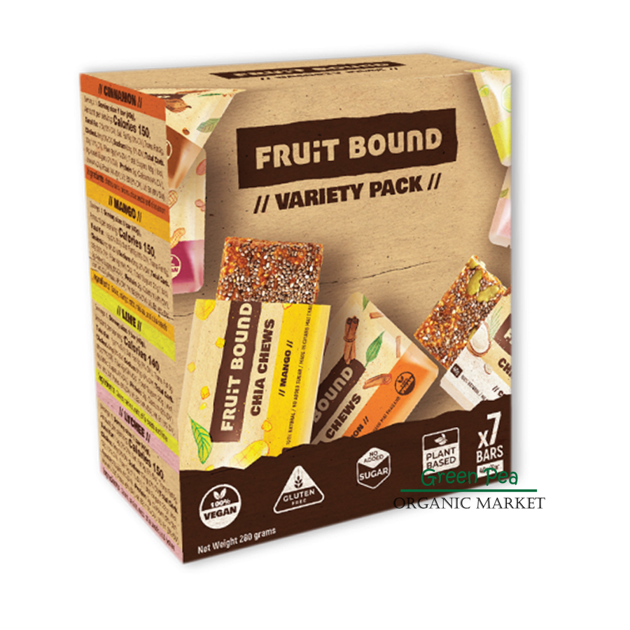 Fruit Bound bars [กล่องรวมรส7ชิ้น] โปรตีนบาร์ ขนมอร่อยปราศจากน้ำตาล, 40กรัม