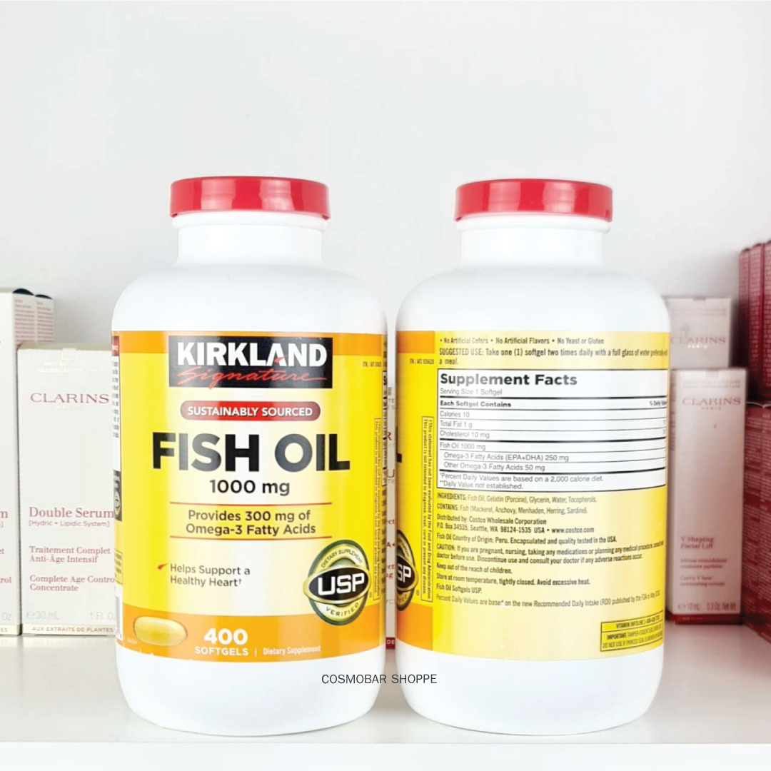 [หมดอายุ 02/2025] บำรุงสมอง Kirkland - Fish Oil 1000mg 400 soft gels