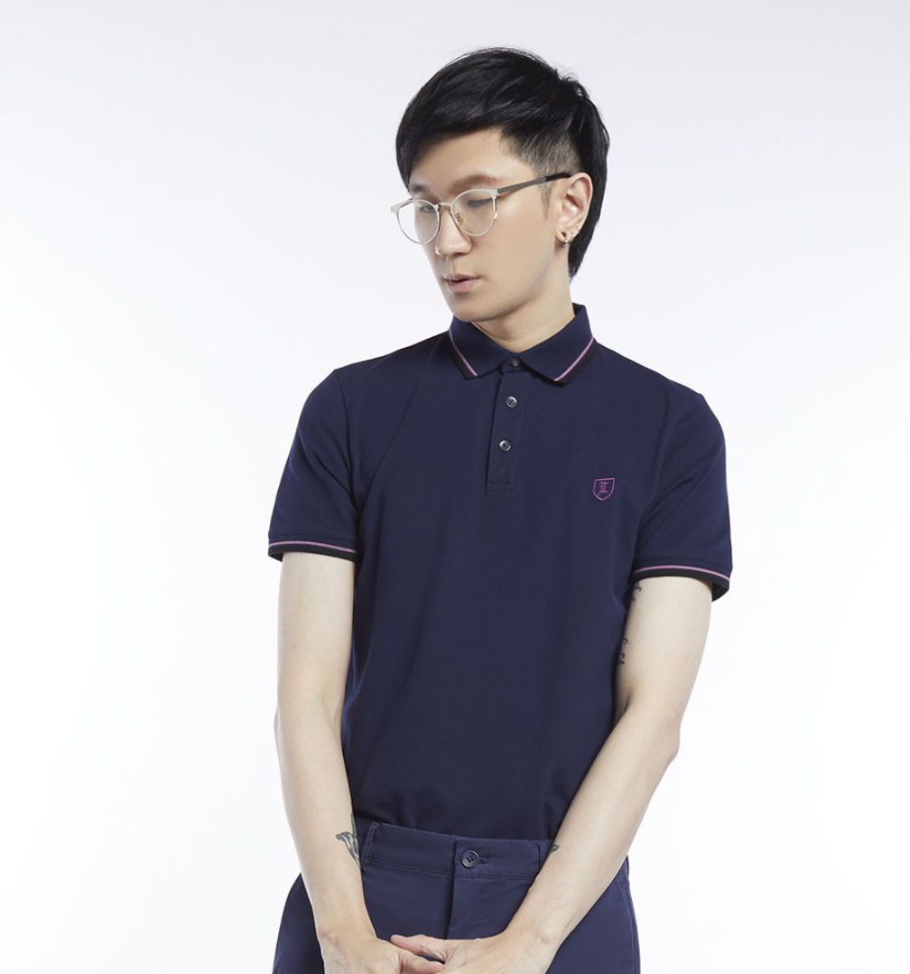 เสื้อโปโลป้องกันแบคทีเรีย สีน้ำเงินเข้ม (Slim Fit) | 00931
