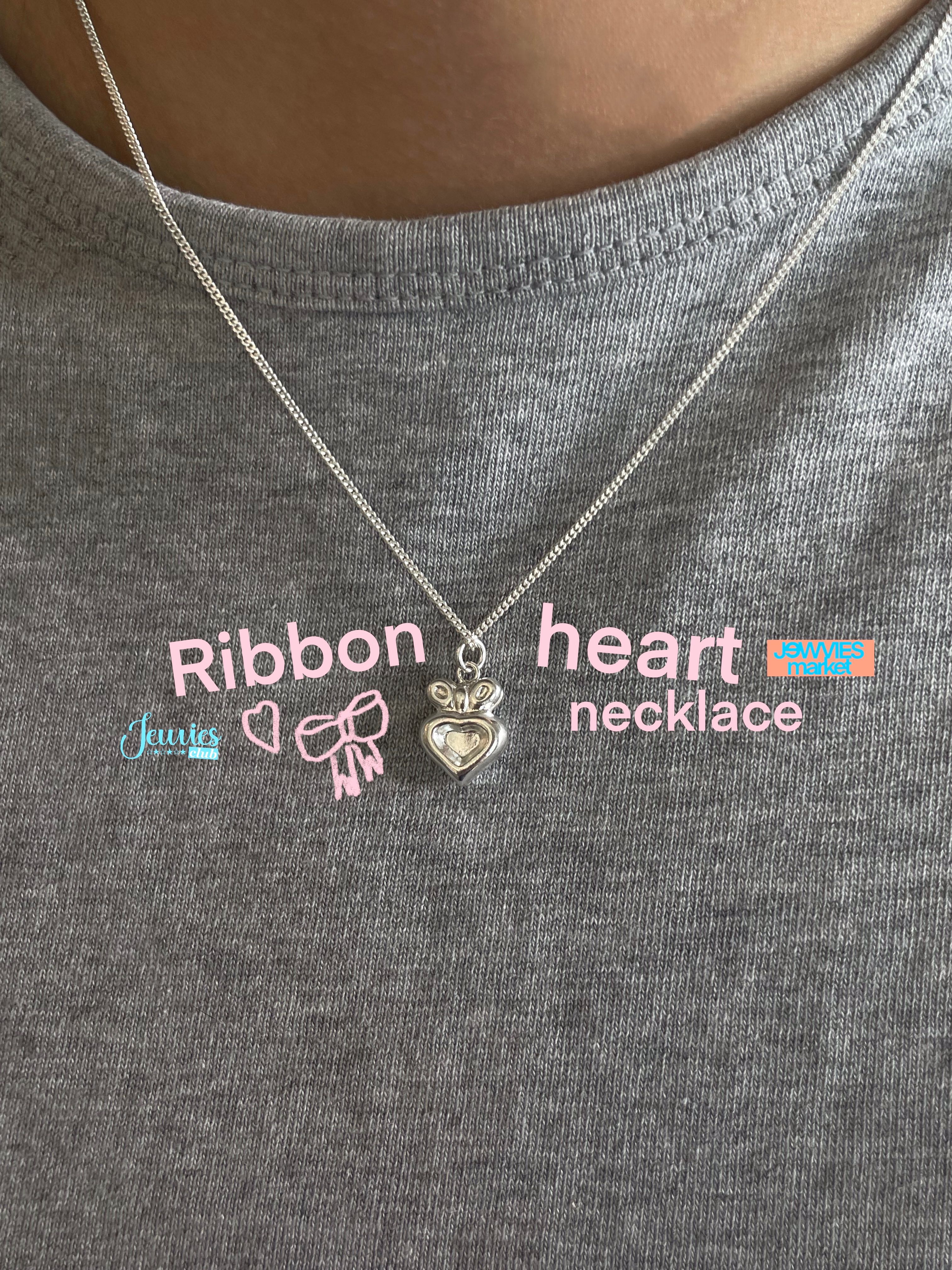 JEWVIES ribbon heart necklace🎀🧣