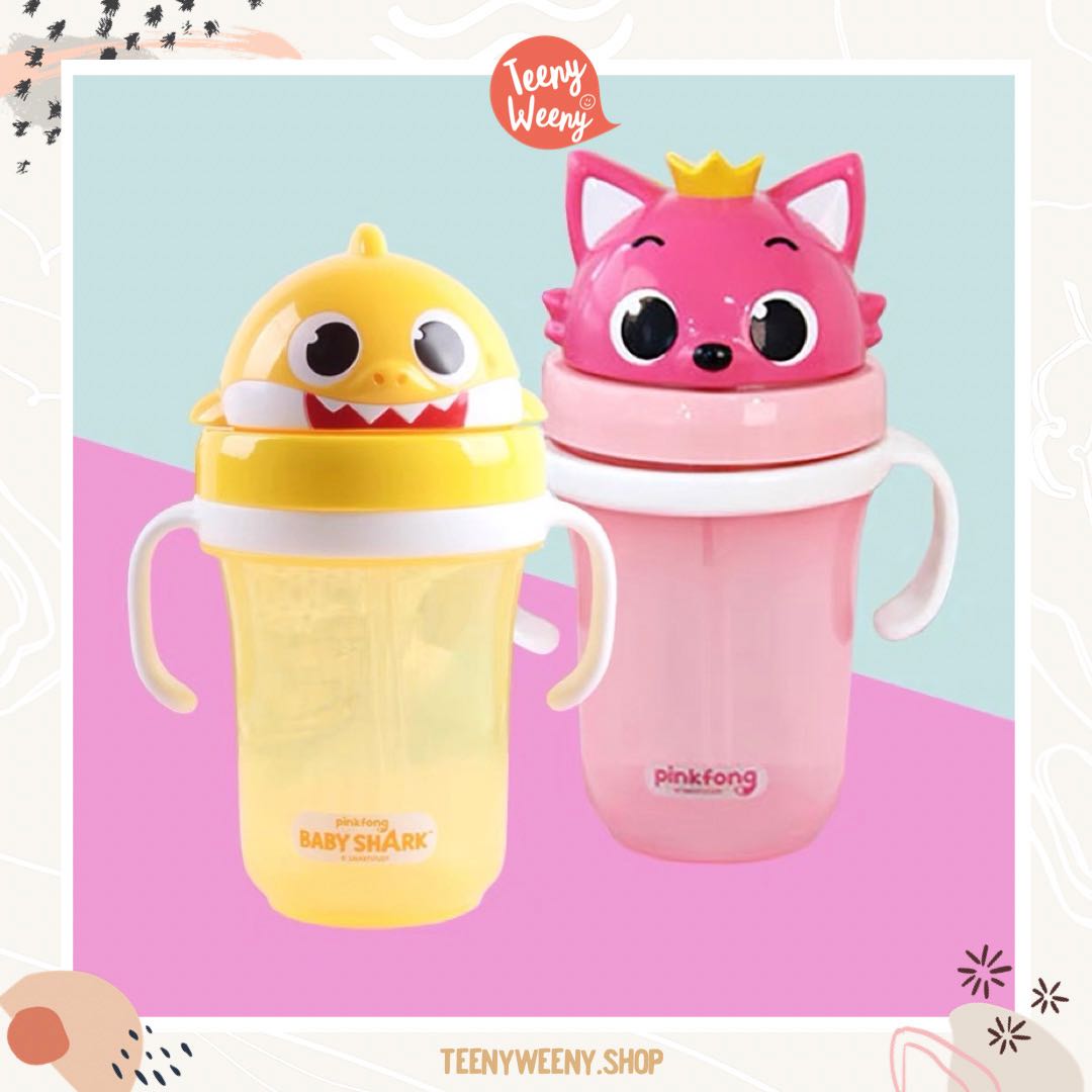 พร้อมส่ง ของแท้จากเกาหลี - แก้วน้ำหลอดดูด Pinkfong & Baby Shark
