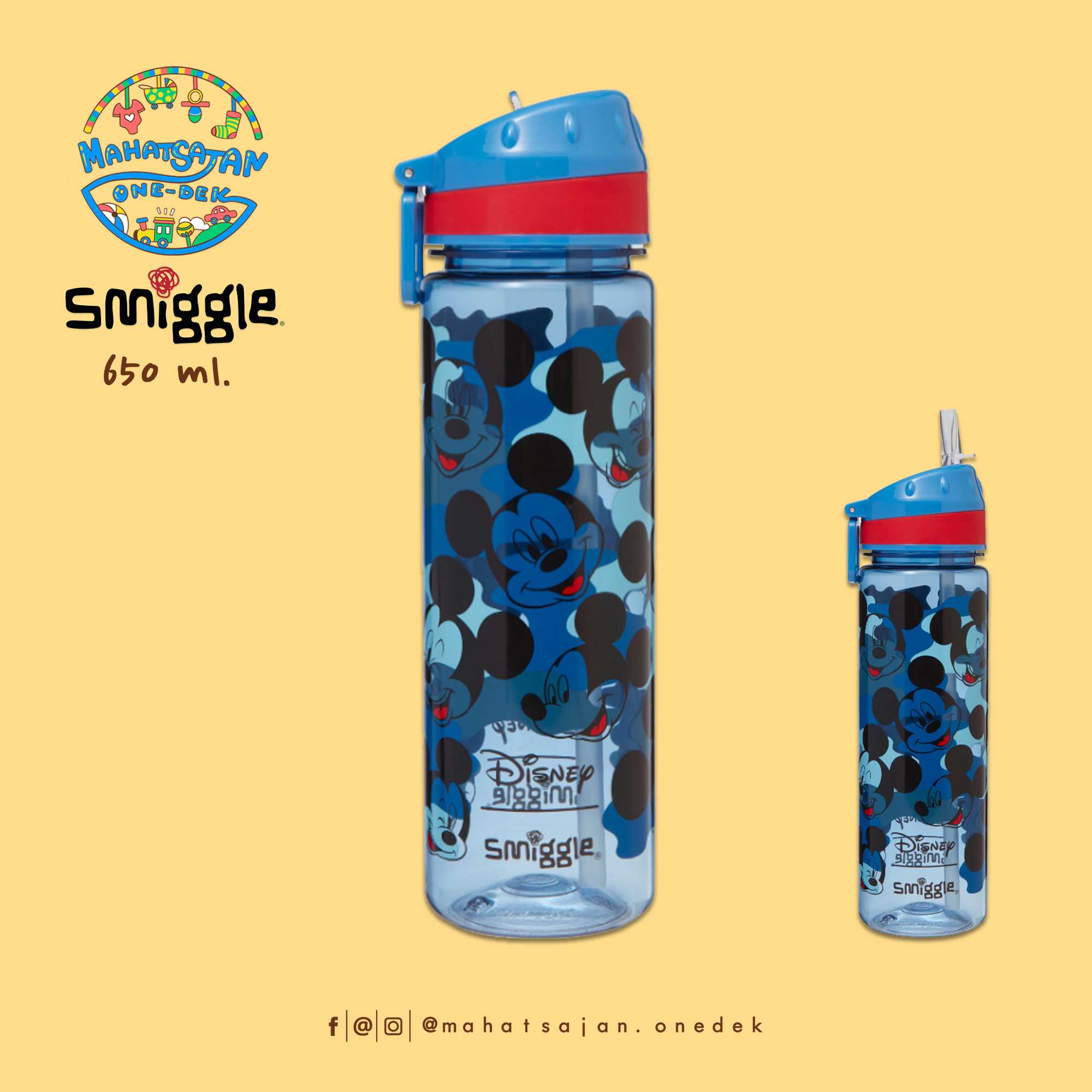 Mickey Mouse Plastic Drink Up Bottle 650 Ml  กระติกน้ำพลาสติก 650 มล.
