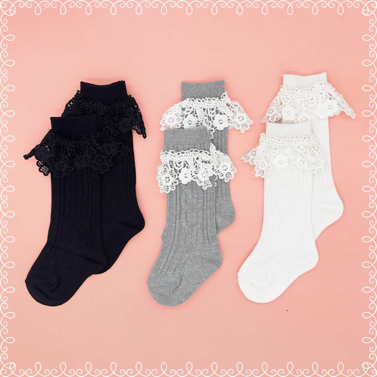 ถุงเท้าแฟชั่นเด็กลายลูกไม้| Carson Kids | รุ่น Angel Collection | แพ็ค 1 คู่