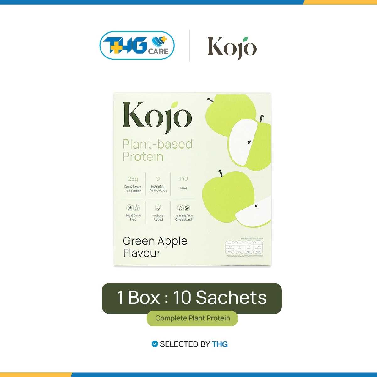 THG CARE - Kojo Plant Based Protein Green Apple Flavour โปรตีนจากพืช รสแอปเปิ้ลเขียว 1 กล่อง (10ซอง)