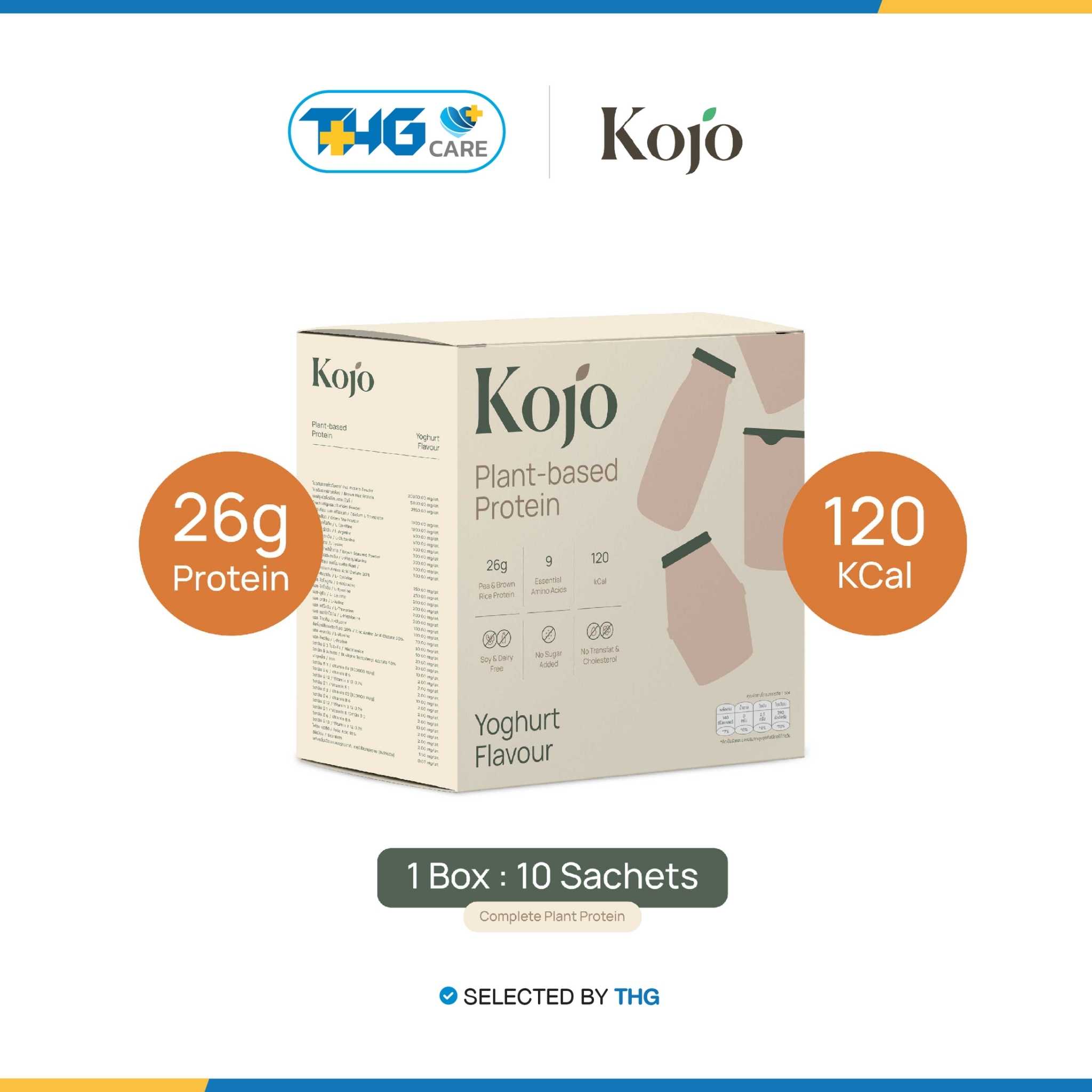 THG CARE - Kojo Plant Based Protein Yoghurt Flavour โปรตีนจากพืช รสโยเกิร์ต 1 กล่อง (10ซอง)