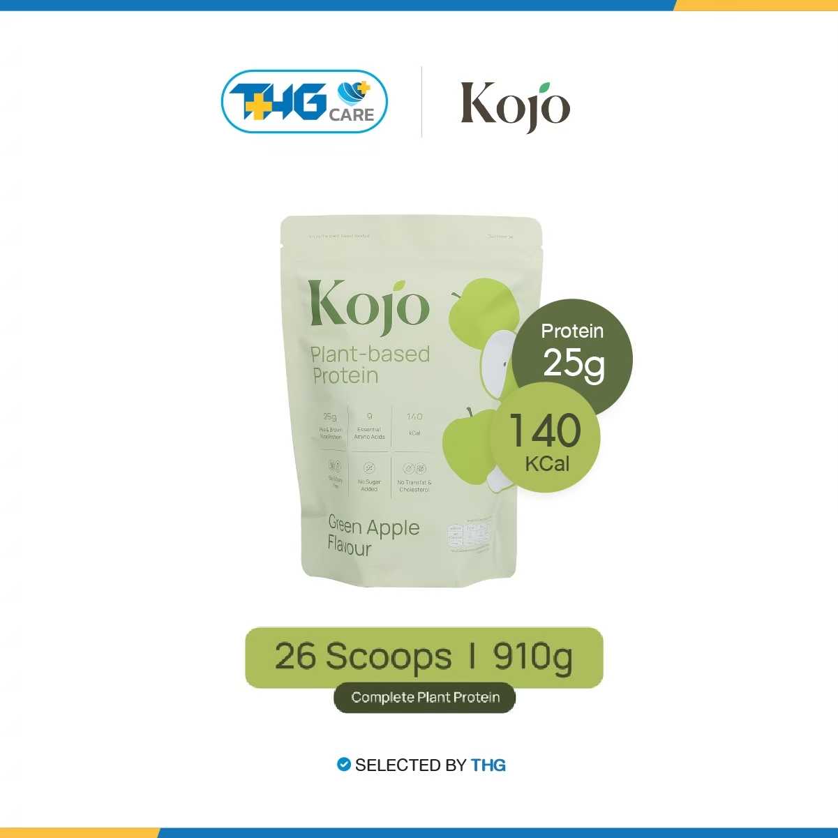THG CARE -  Kojo Plant Based Protein Green Apple Flavour (910g) โปรตีนจากพืช รสแอปเปิ้ลเขียว  1 ถุง