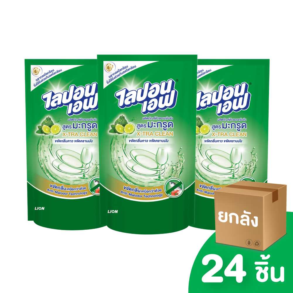 [ยกลัง] LIPON F ผลิตภัณฑ์ล้างจาน ไลปอนเอฟ (ชนิดถุงเติม) 500 มล. 24 ชิ้น