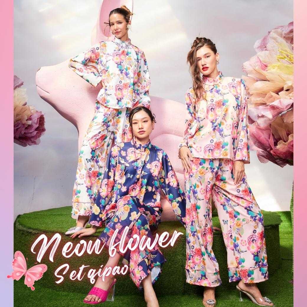 Set qipao Neon Flower
