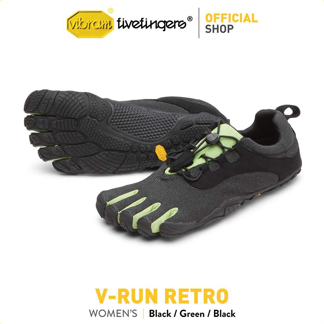 Vibram Fivefingers รองเท้าผู้หญิง รุ่น V-Run Retro (Black/Green/Black)