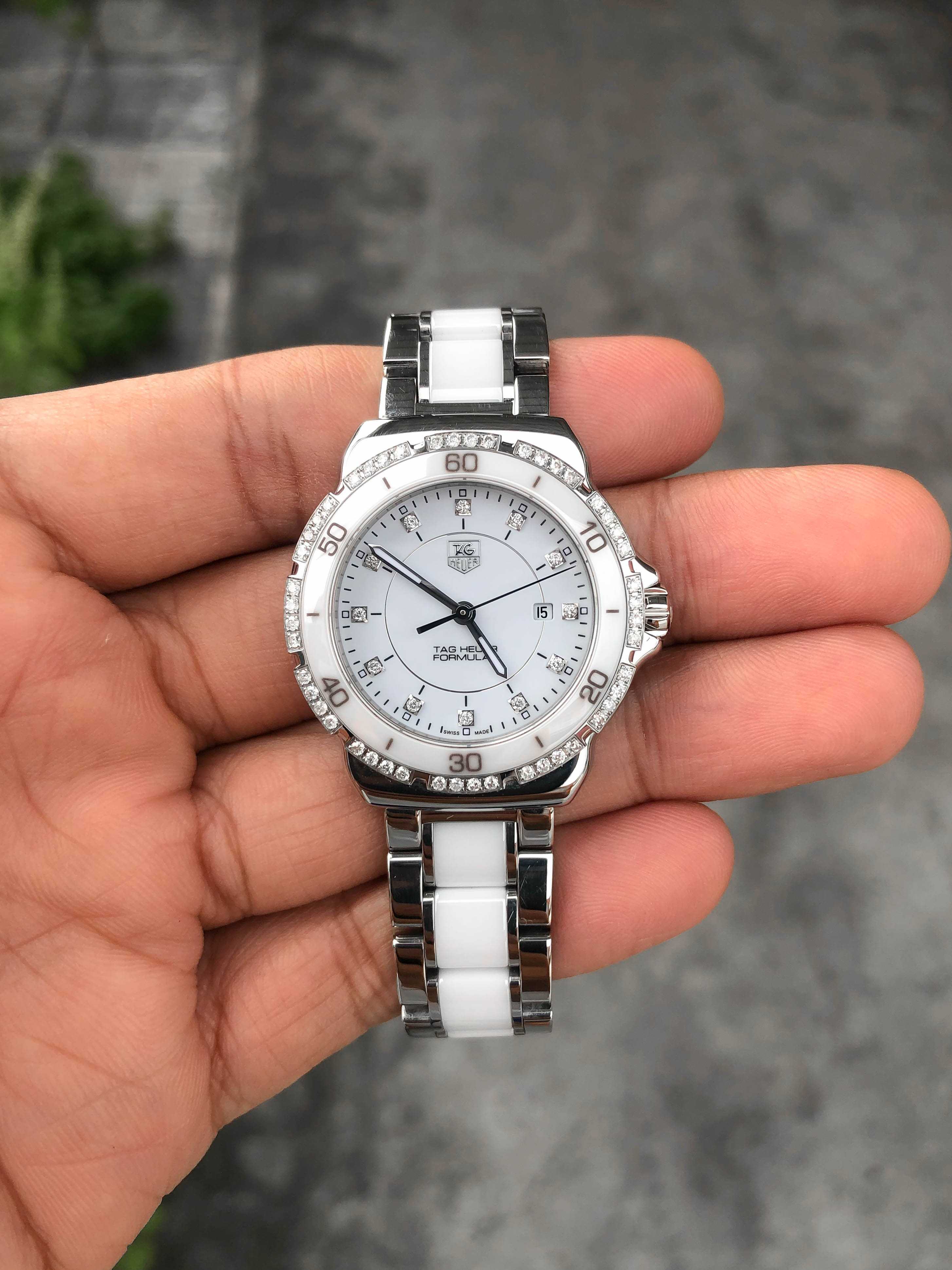 Tag Heuer F1 Full Diamond White Ceramic Lady Size Quartz