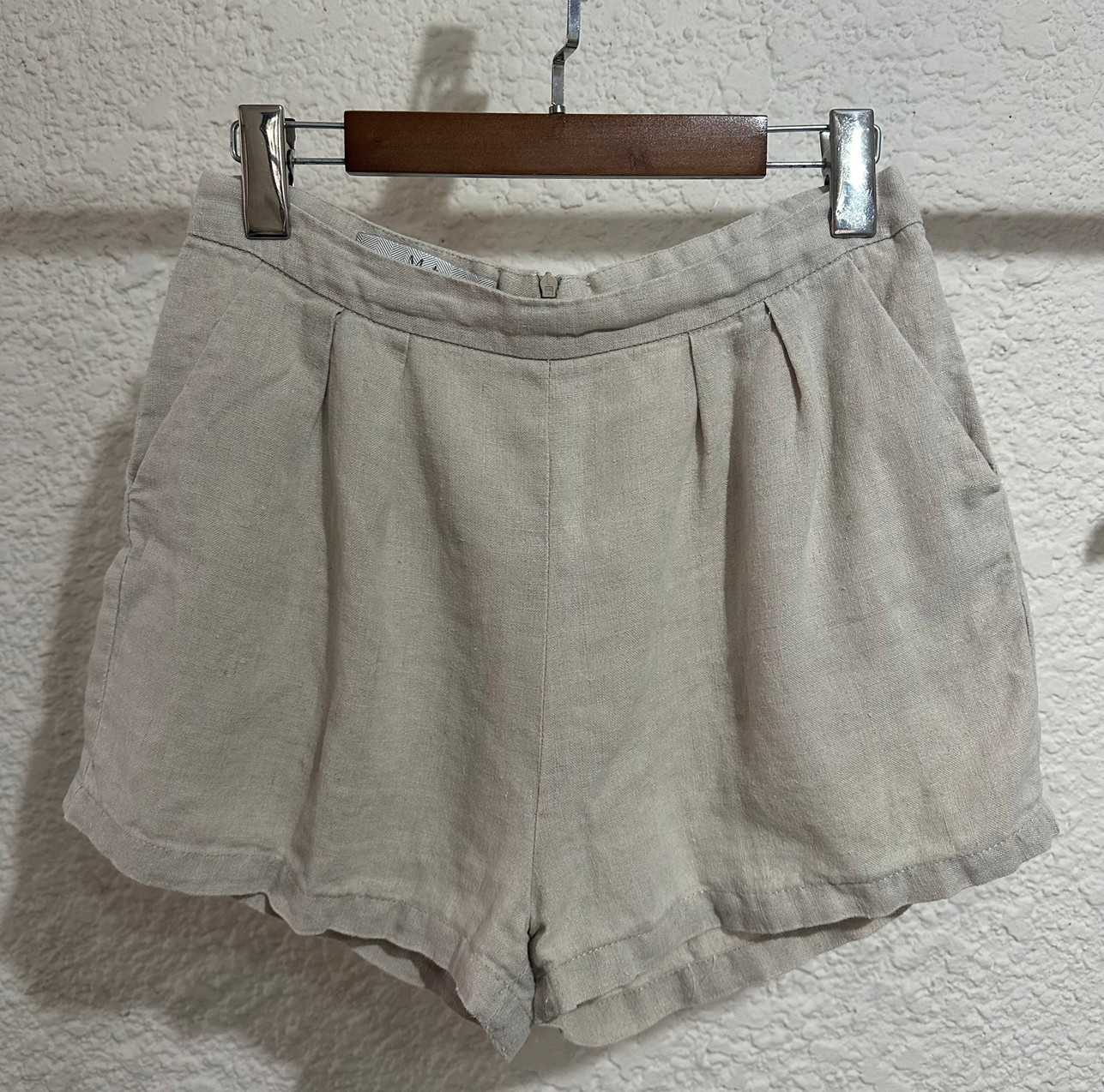 020 - กางเกงขาสั้นผ้าลินิน สีเบจ แบรนด์ Mitr