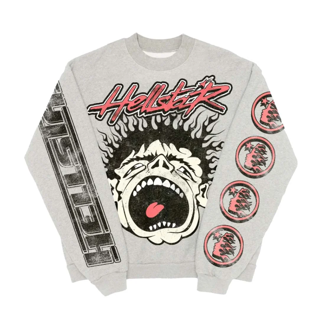 Hellstar Studios 'Records' Crewneck Sweatshirt Heather Grey