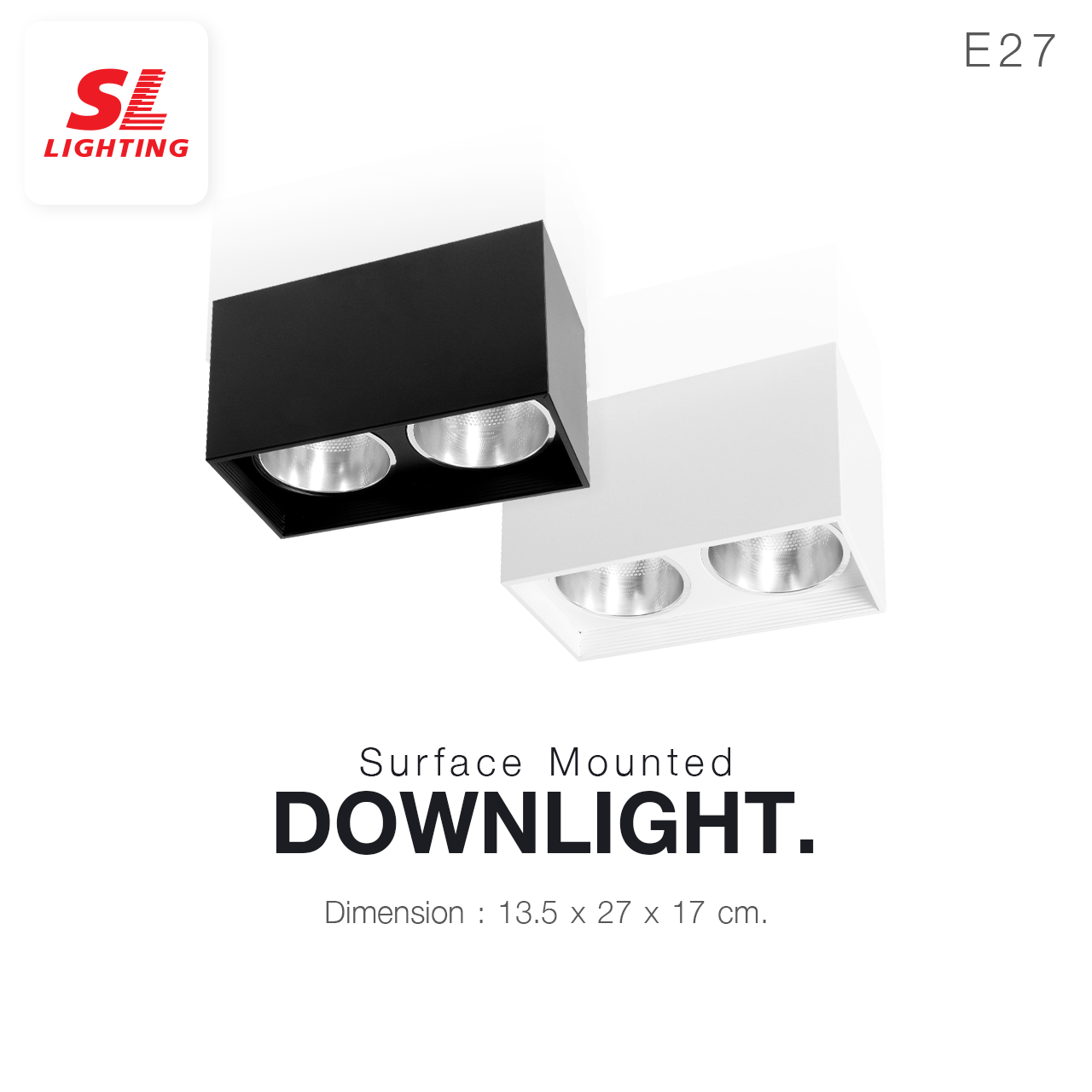 SL LIGHTING | Surface Mounted Downlight ทรงสี่เหลี่ยม แบบ 2 ช่อง ขั้วE27 รุ่น SL-3-552-2