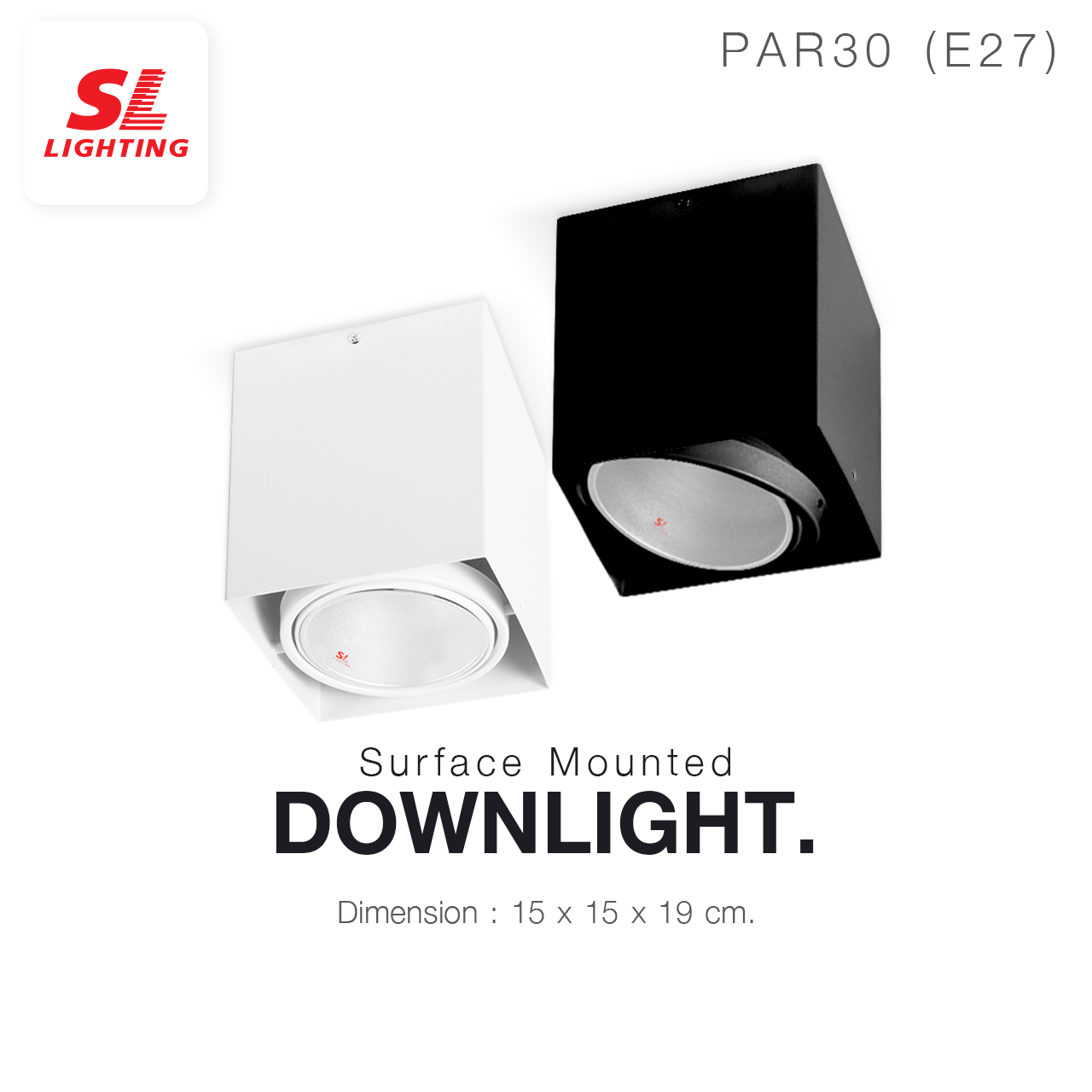SL LIGHTING | Surface Mounted Downlight ทรงสี่เหลี่ยม E27 ปรับหน้า-ปรับขั้วได้ รุ่น SL-3-557-1