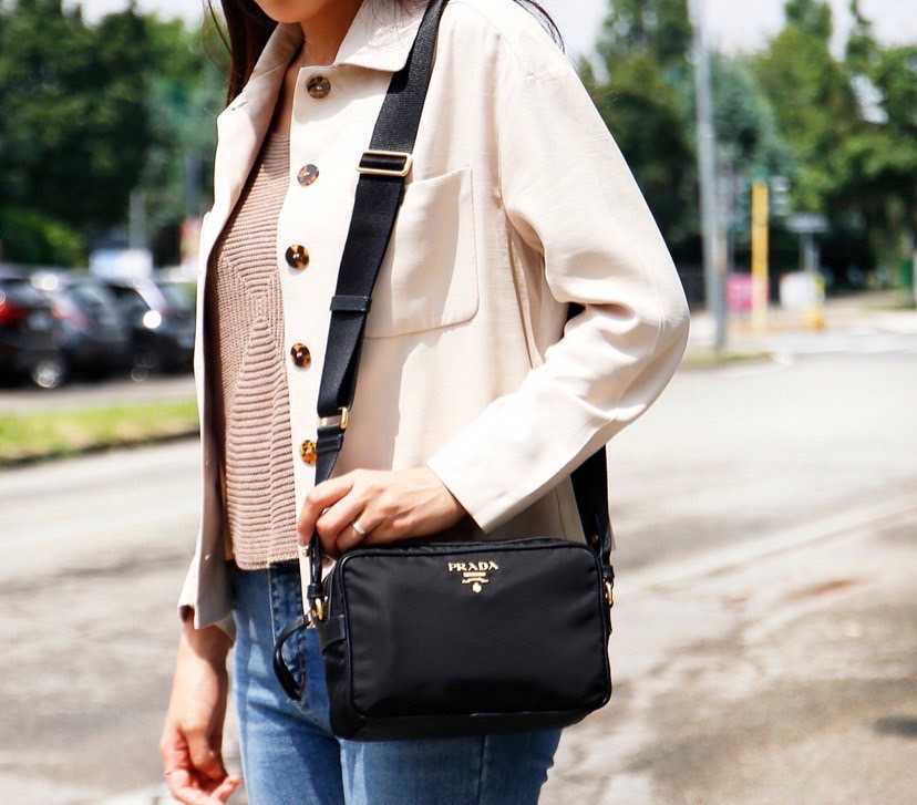 📌(ทักเชทก่อนสั่งซื้อ)New Prada Tessuto​ Saffiano Camera 