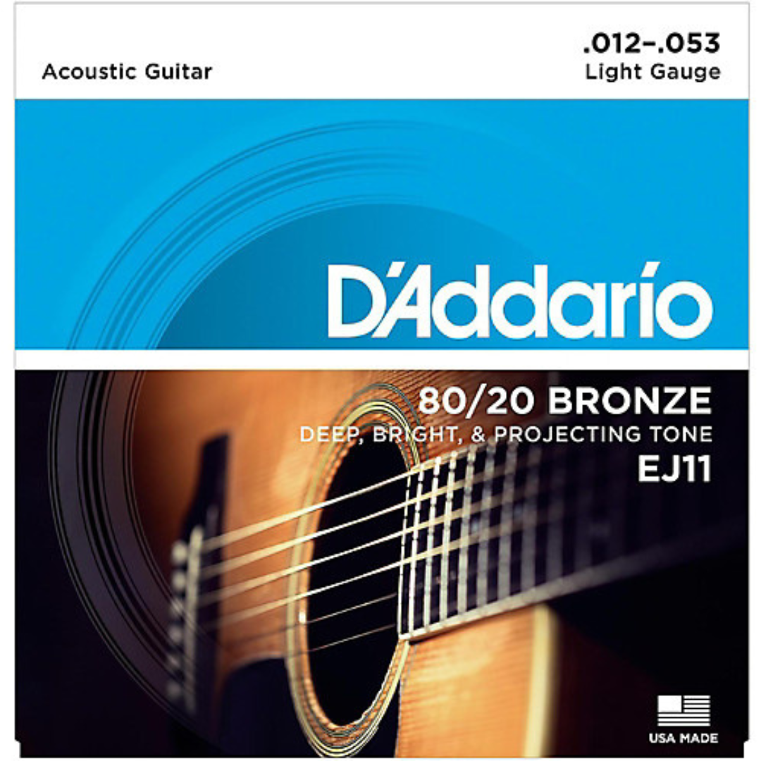 สายกีตาร์โปร่ง D’Addario EJ11 80/20 Bronze Light 012-053