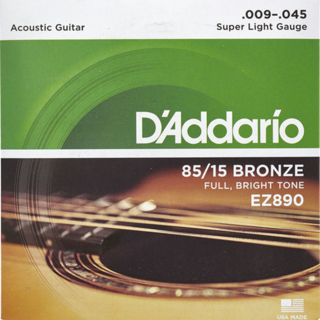 สายกีตาร์โปร่ง D’Addario EZ890 American Bronze 85/15 Super Light 009-045