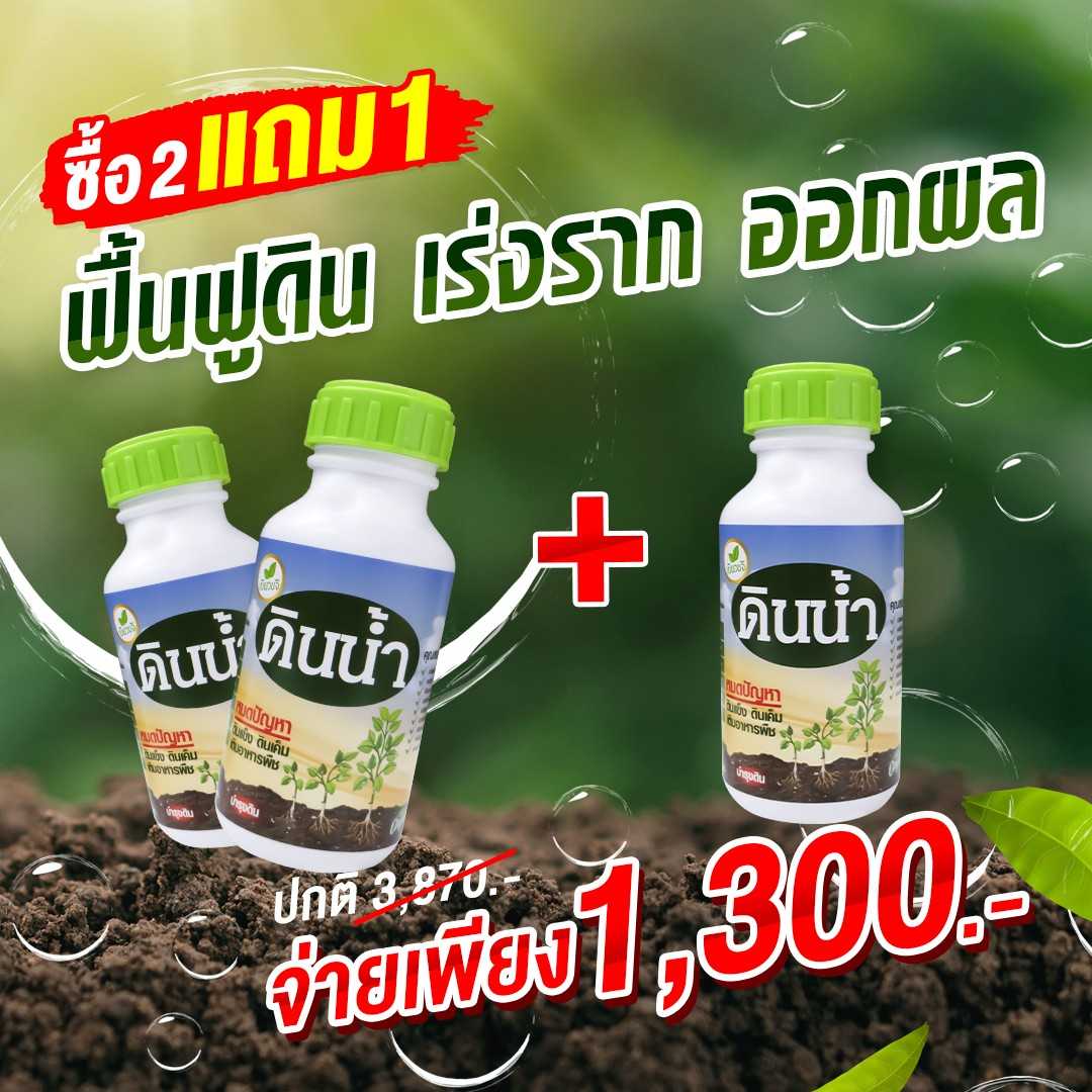 ซื้อ 2 แถม 1 เขียวขจีดินน้ำ  แก้ปัญหาตรงจุด...จบทุกปัญหากวนใจ  โตเร็ว พืชสมบูรณ์ เพิ่้มผลผลิต