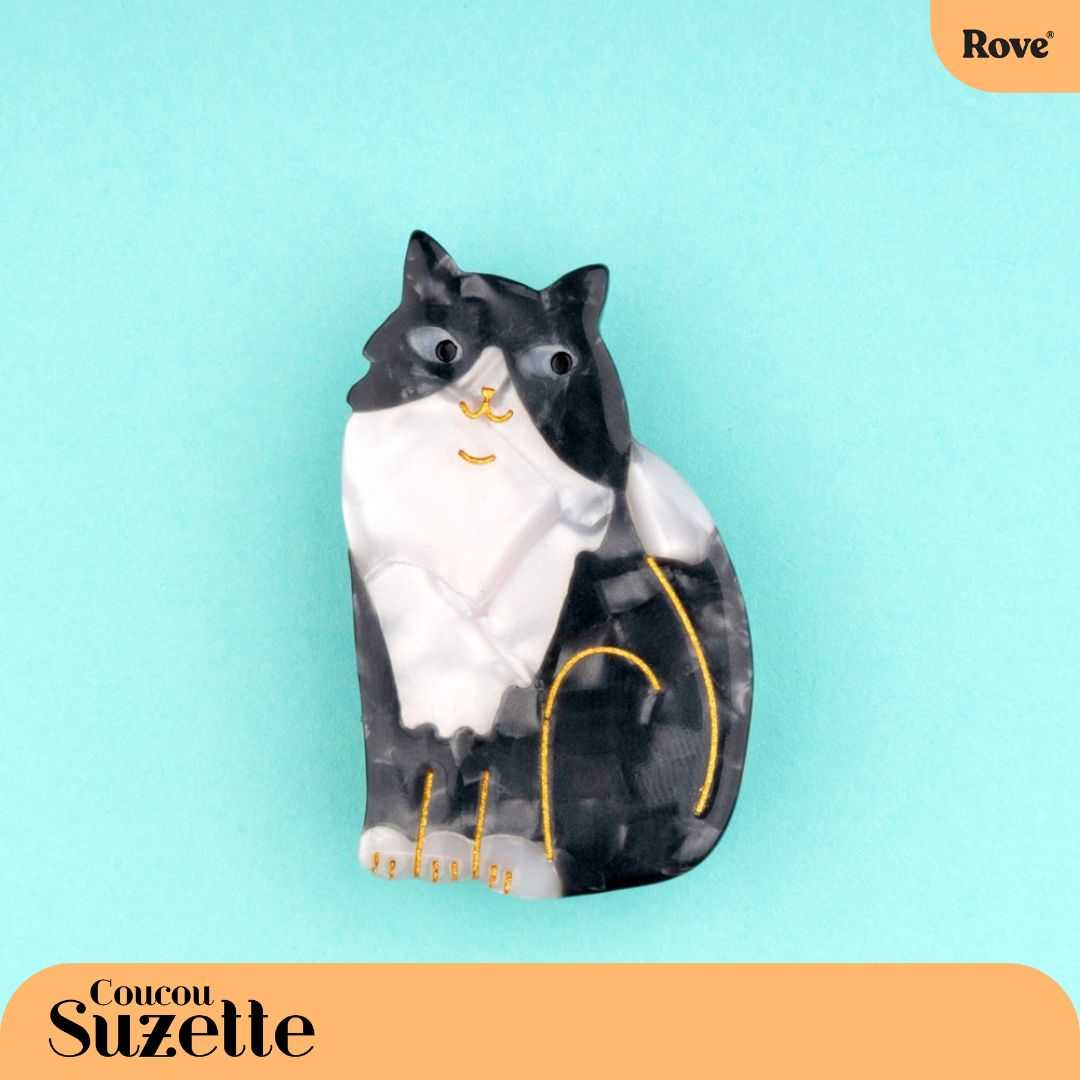 Coucou Suzette Hair Clip - Black & White Cat
