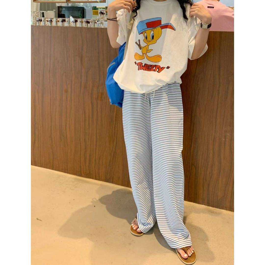 SUPER COMFY DRAWSTRING STRIPED SWEATPANTS