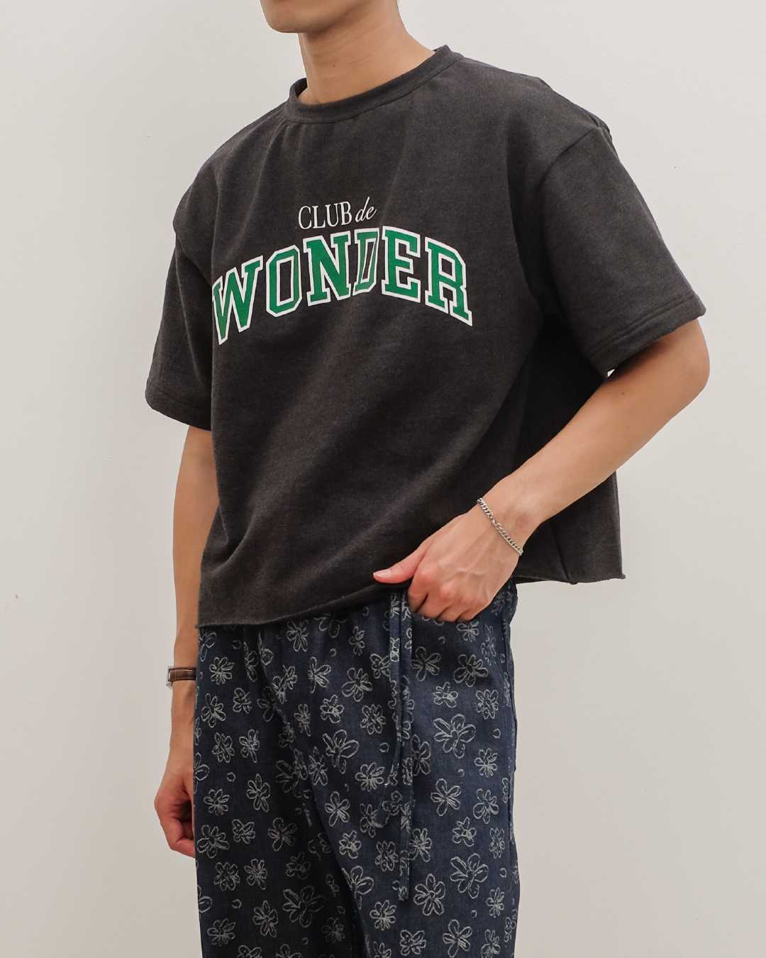 CLUB ✿ 31 ‘Club de Wonder’ Cropped T in Heather Black (Heavy Weight)