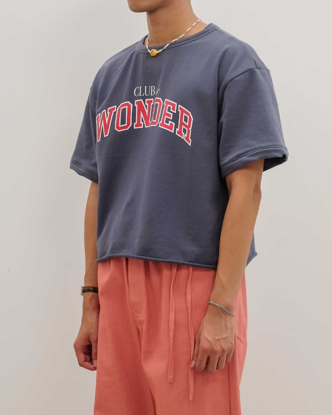 CLUB ✿ 32 ‘Club de Wonder’ Cropped T in Steel Blue (Heavy Weight)