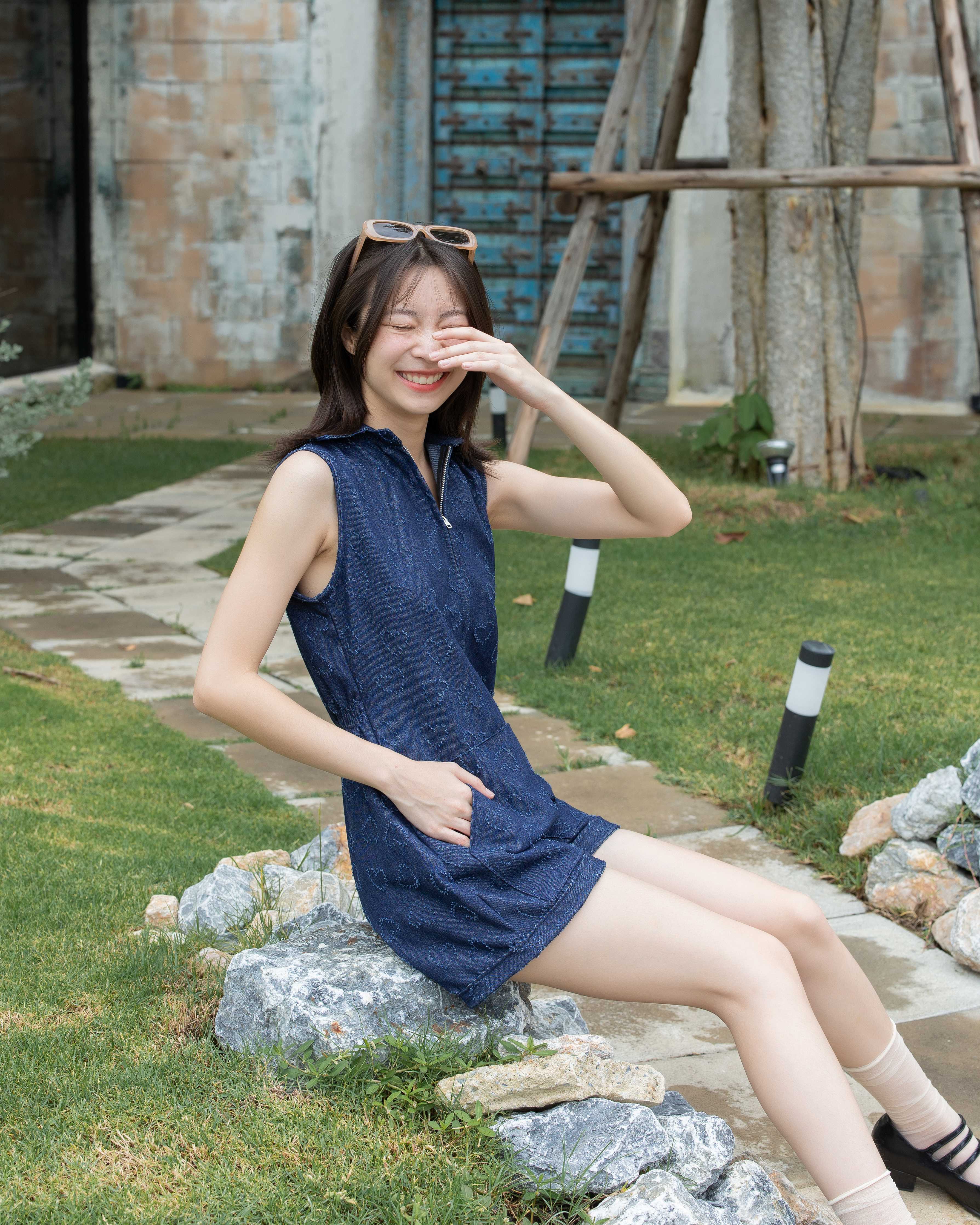 Mini heart jumpsuit - dark blue