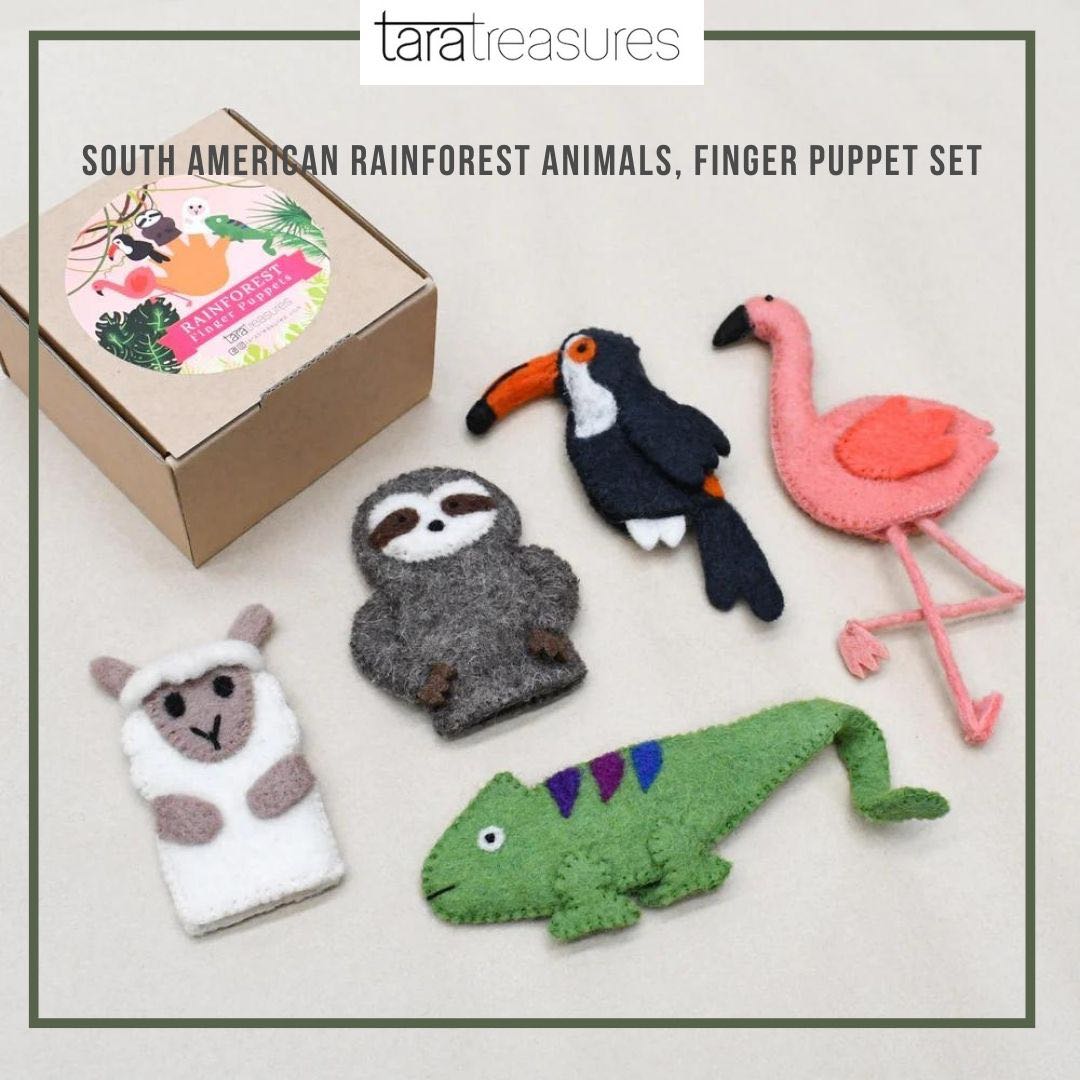 TARA TREASURES | SOUTH AMERICAN RAINFOREST ANIMALS, FINGER PUPPET SET