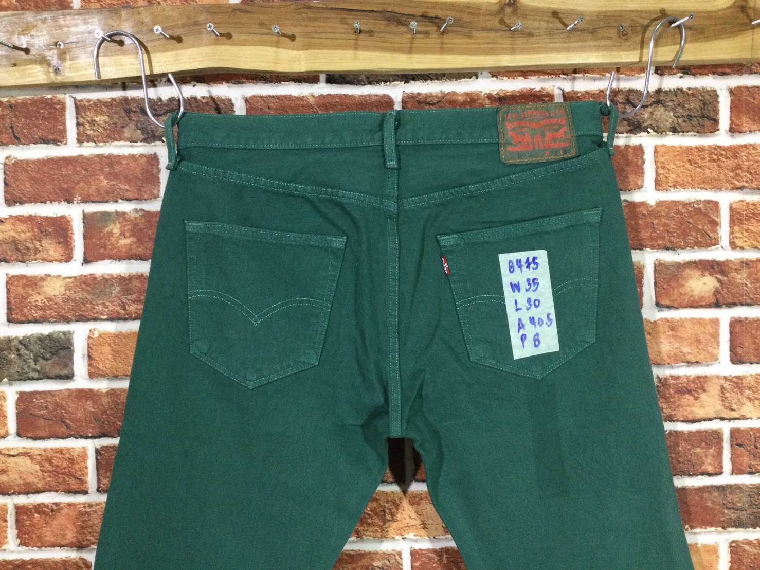 รหัส8475 Levi's501 (สีเขียว)  Made in Mexico เลขกระดุม4093 วัดจริง เอว35