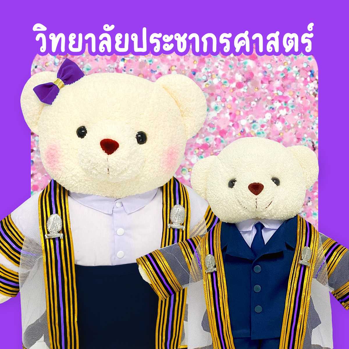ตุ๊กตาหมีชุดครุย ม.จุฬา วิทยาลัยประชากร