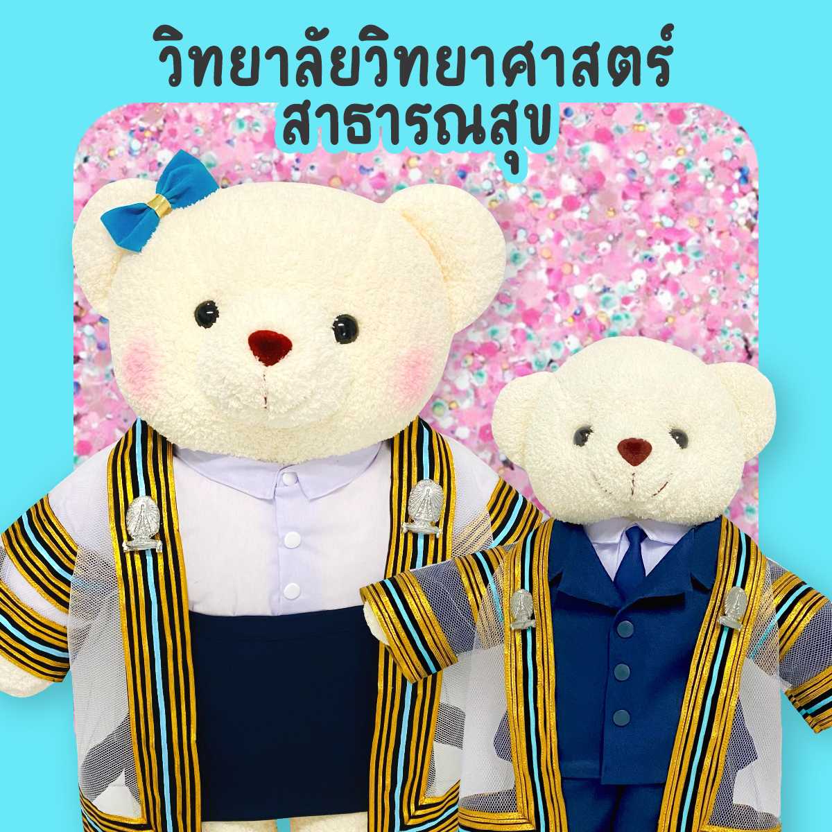 ตุ๊กตาหมีชุดครุย ม.จุฬา วิทยาลัยวิทยาศาสตร์และสาธารณสุข
