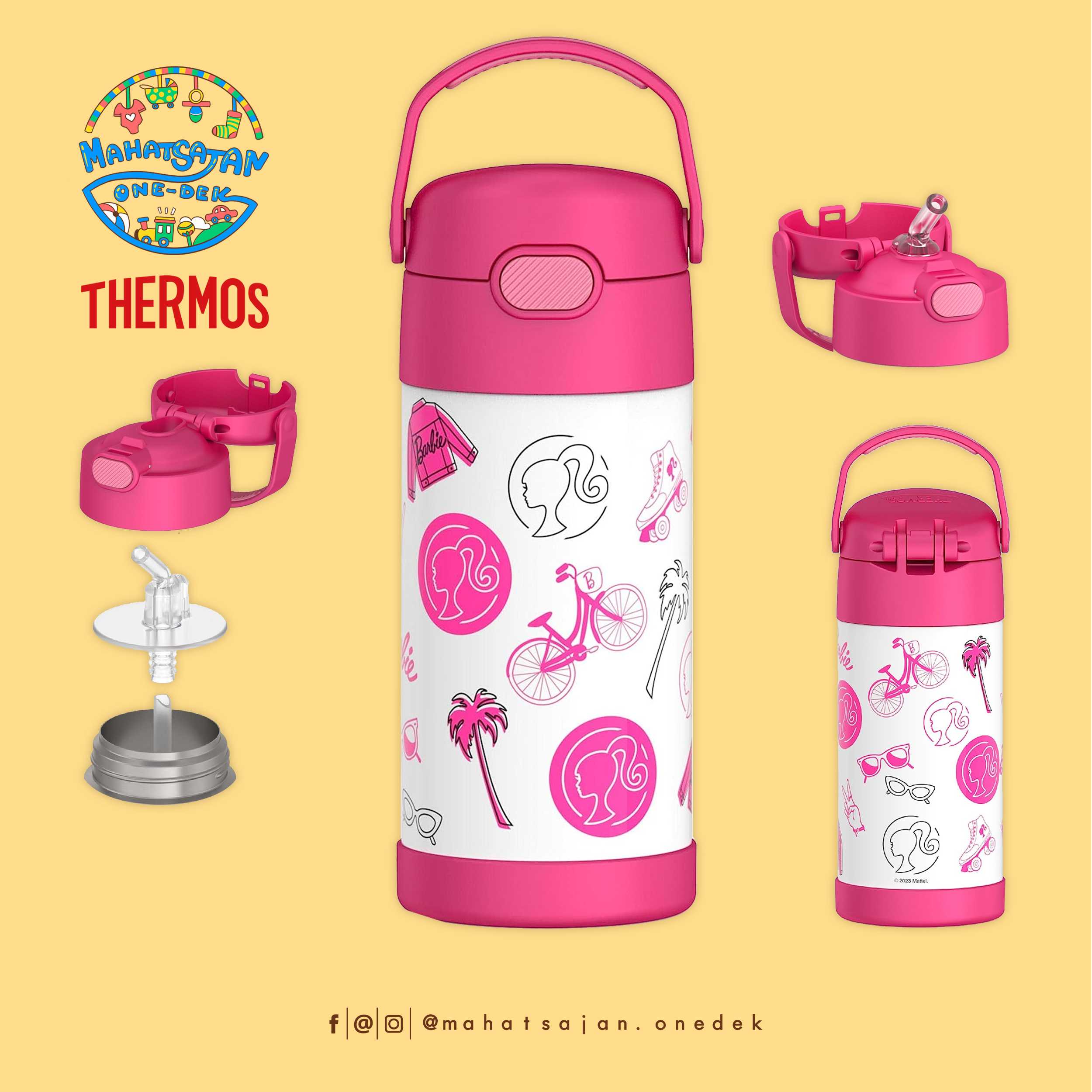 Barbie Thermos Vacuum Insulated Stainless Steel 12 Oz Funtainer กระติกดูดน้ำแตนเลส