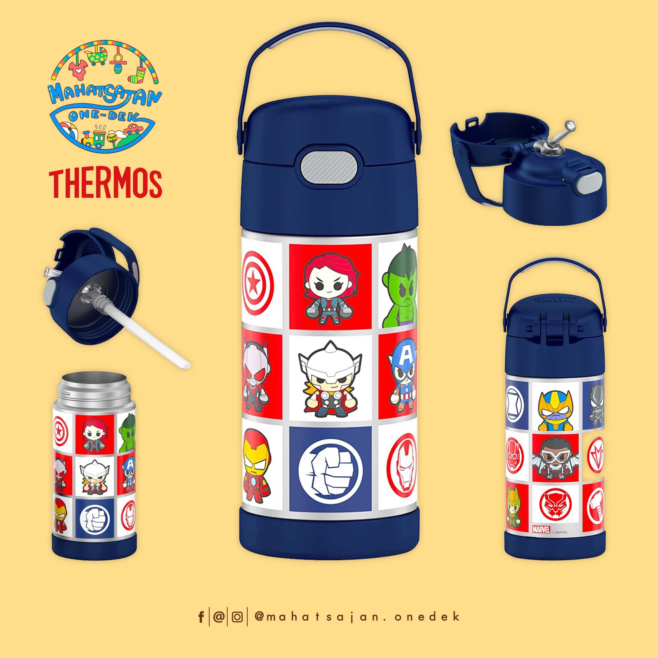 Avengers Thermos Vacuum Insulated Stainless Steel 12 Oz Funtainer กระติกดูดน้ำแตนเลส