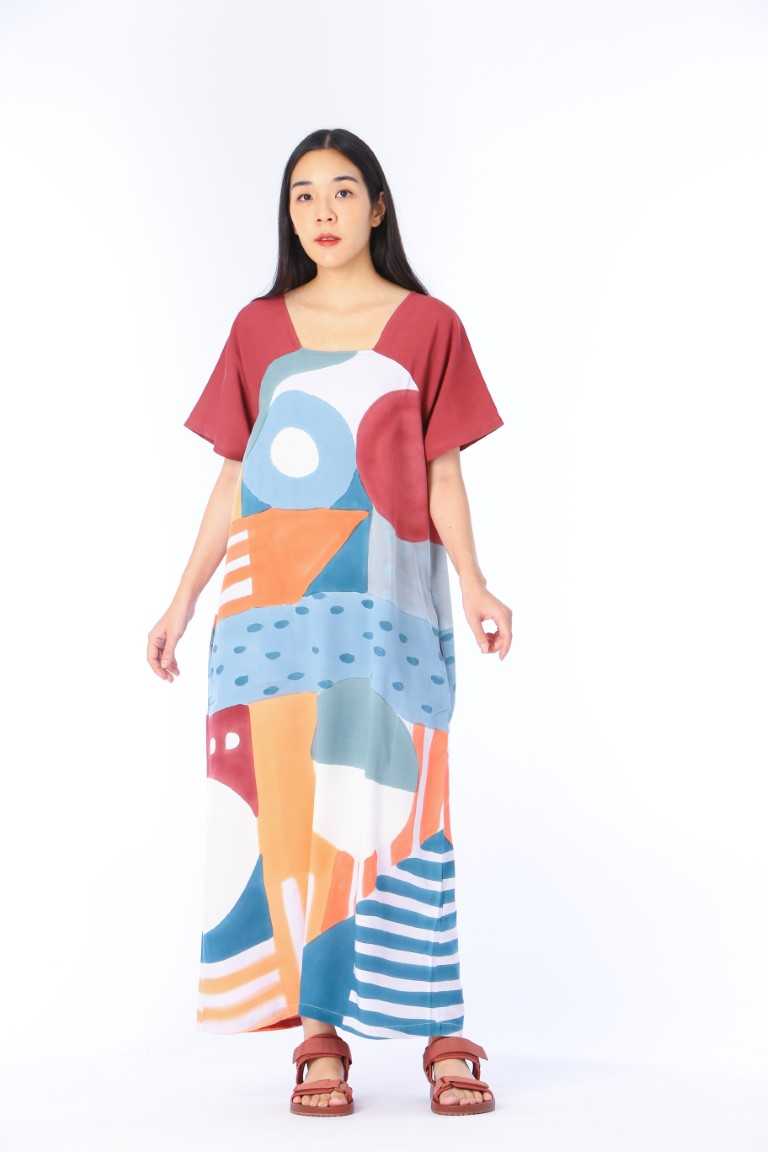 (Pre-order) Short Dress Cotton Rayon Hand Paint Free Size
