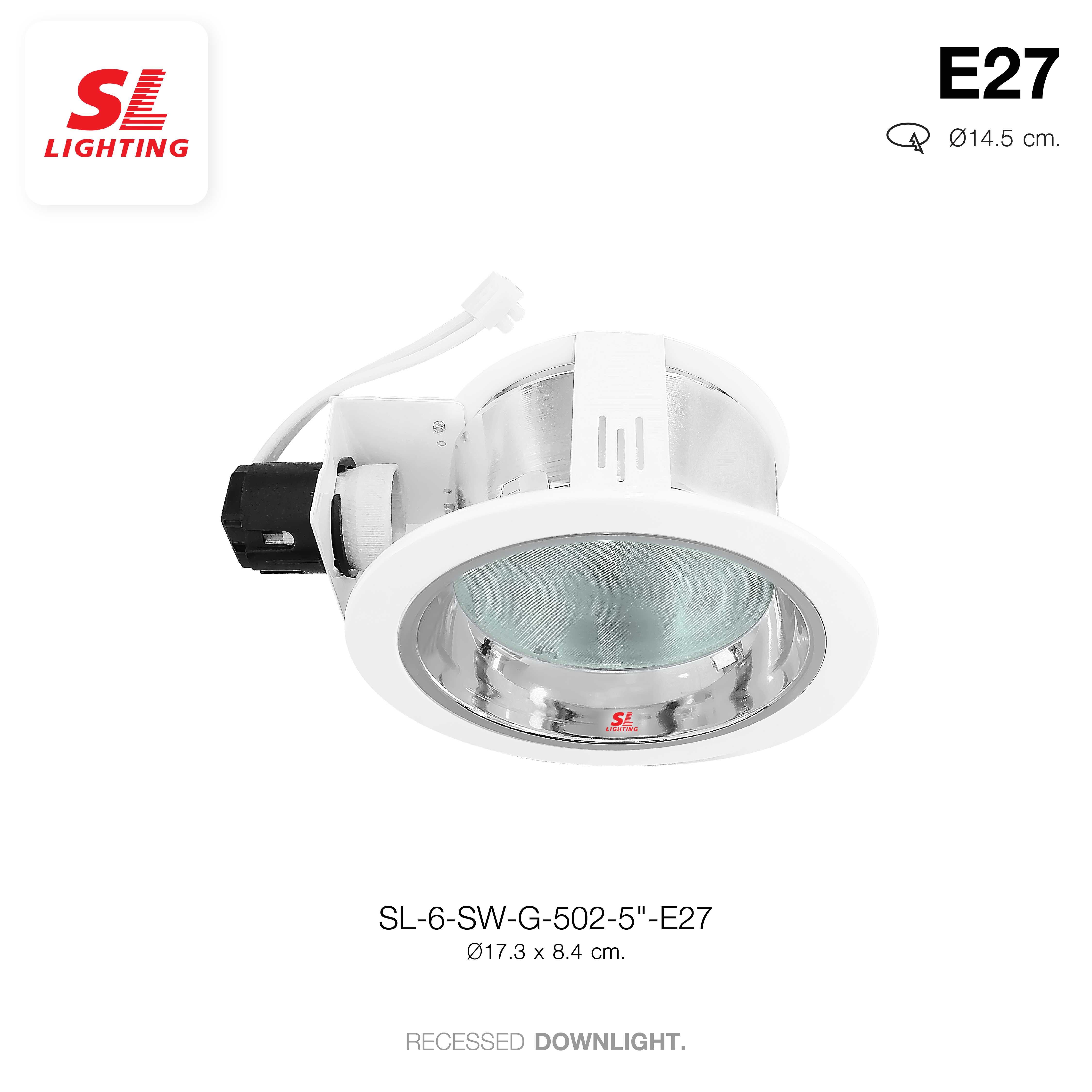 SL LIGHTING | Recesed Downlight โคมไฟดาวน์ไลท์ฝังฝ้า กระจกหน้าลึก ขั้วE27 รุ่น SL-6-SW-G-502- 5 / 6