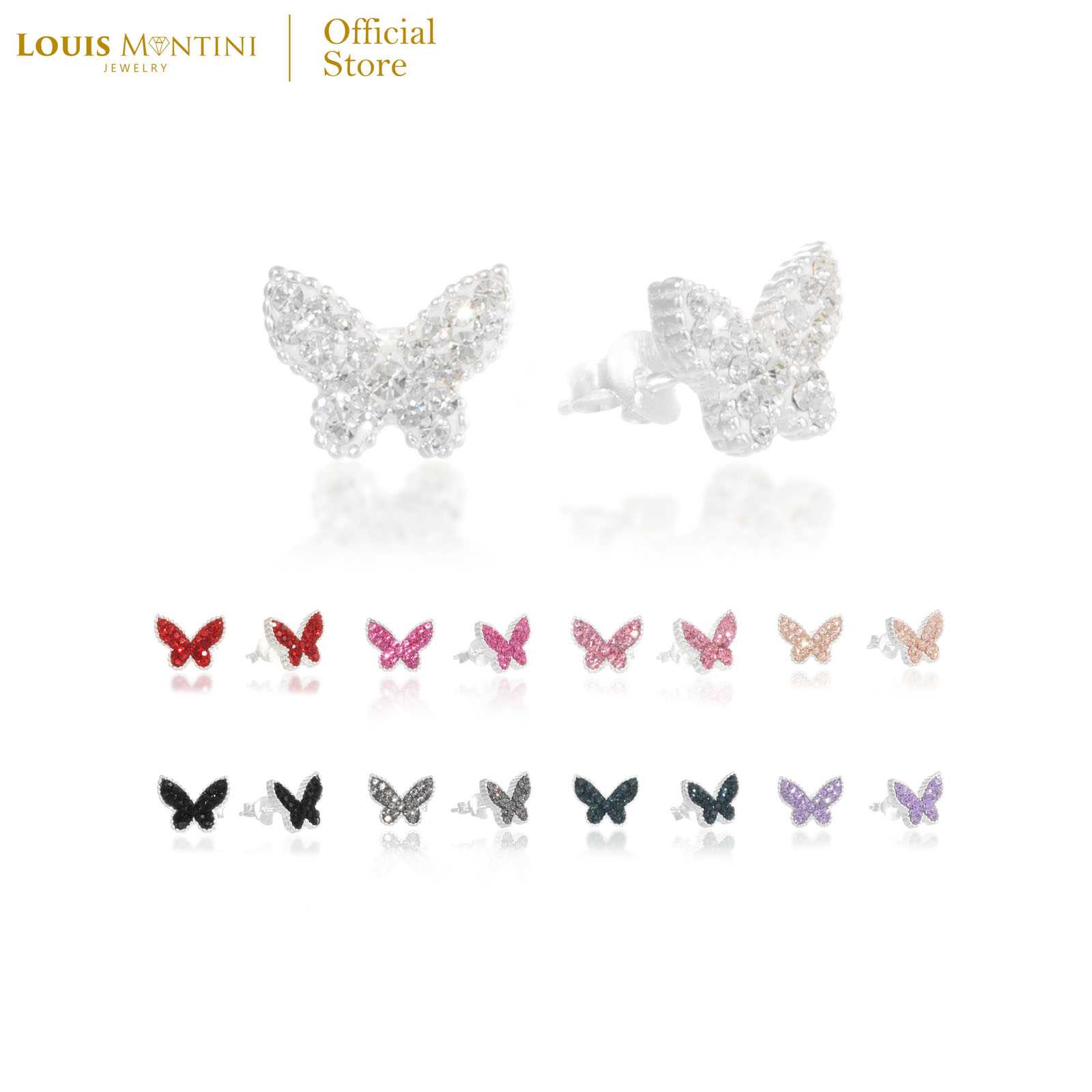 Louis Montini (Jewelry) Sterling Silver 925 Earrings ต่างหูเงินแท้ 92.5% ต่างหูรูปผีเสื้อ LJER112