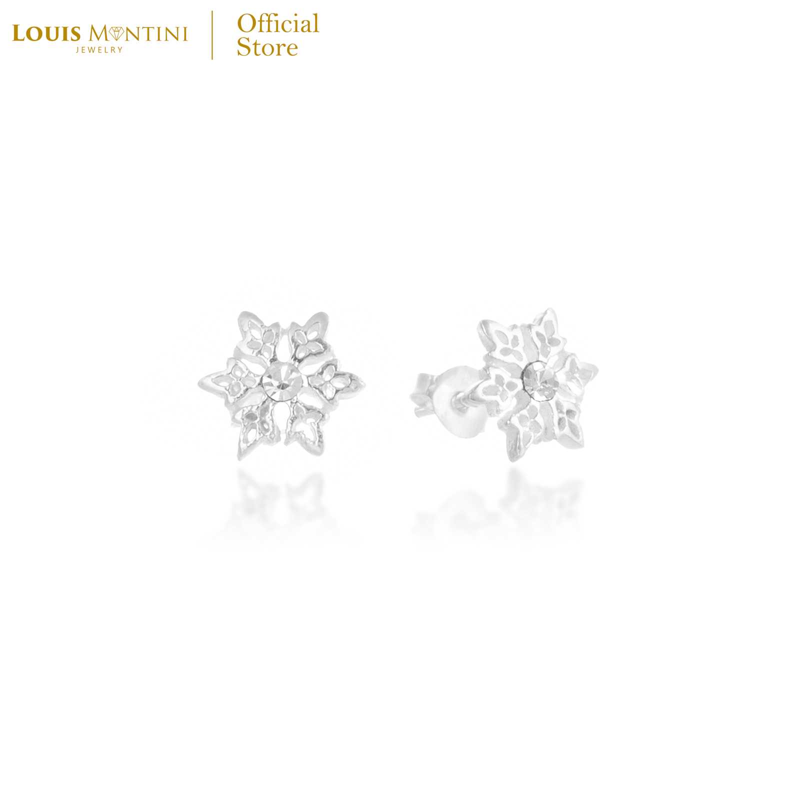 Louis Montini (Jewelry) Sterling Silver 925 Earrings ต่างหูเงินแท้ 92.5% ต่างหู รูปเกล็ดหิมะ LJER113