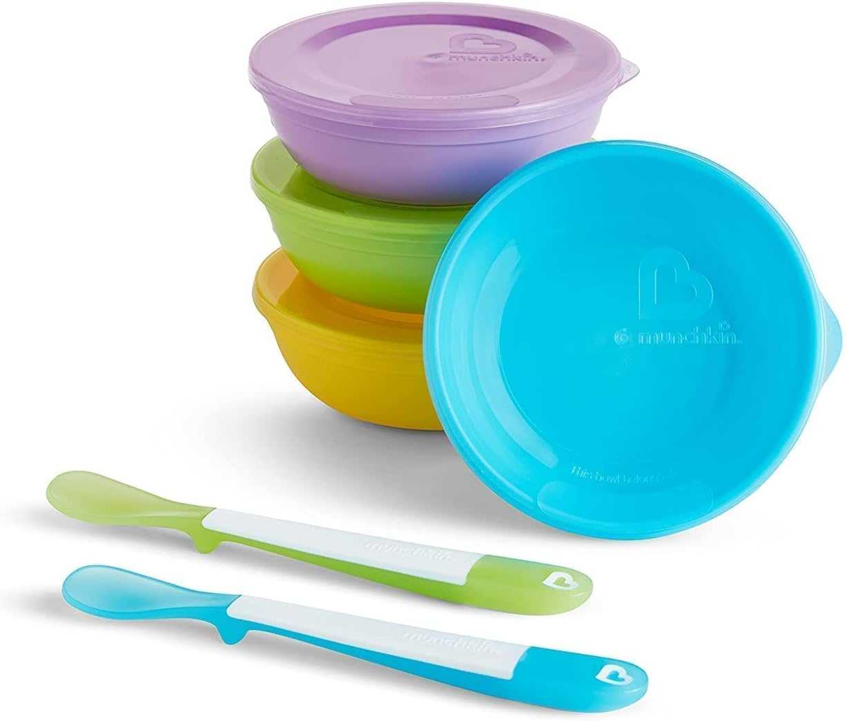 #ชุดชามพร้อมฝาปิด+ช้อน Munckin : MNK43867 Love-a-Bowls - 4pk