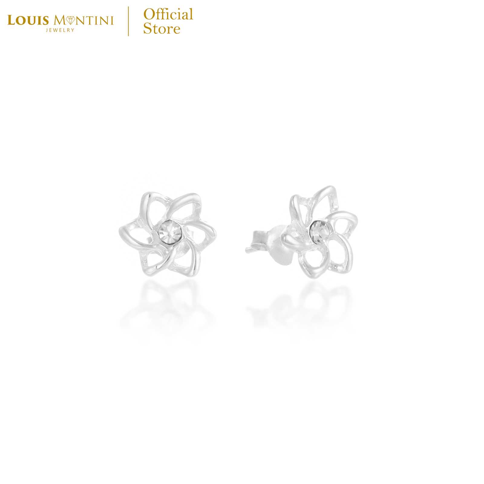 Louis Montini (Jewelry) Sterling Silver 925 Earrings ต่างหูเงินแท้ 92.5% ต่างหูรูปดอกไม้ LJER114