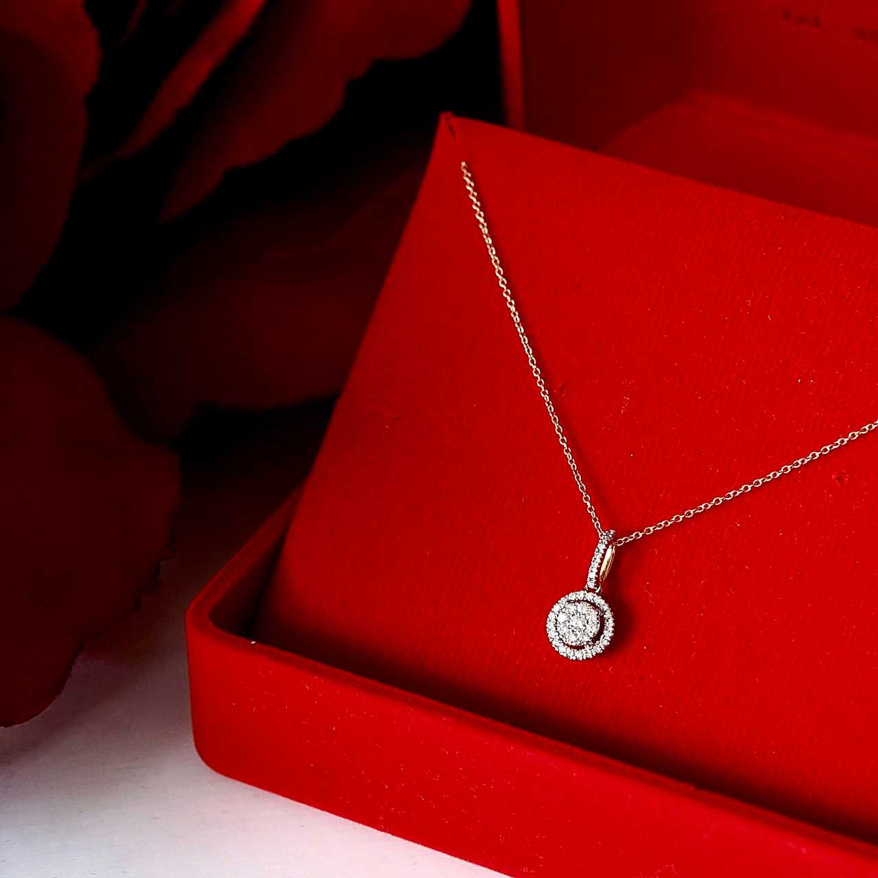 NG103 จี้เพชรแท้ ทองคำแท้ 14K ดีไซน์สุดหรูหราชวนหลงใหล มีใบรับประกัน