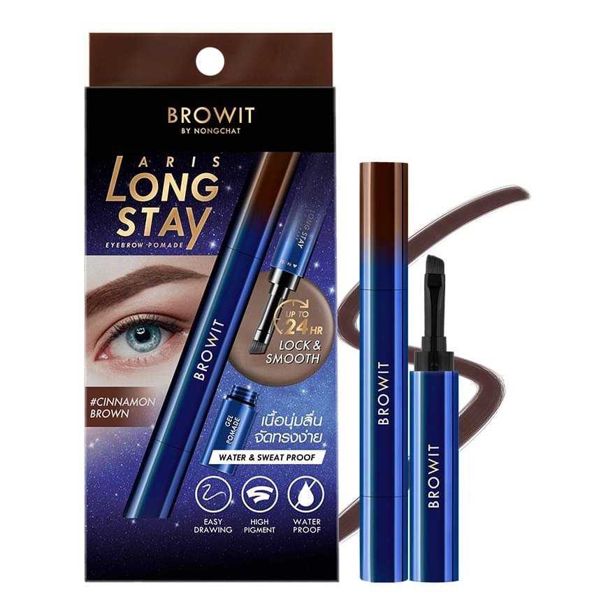 บราวอิท อริสลองสเตย์อายบราวโพเมด 1.6g  ► Official Account BROWIT ARIS LONG STAY EYEBROW POMADE