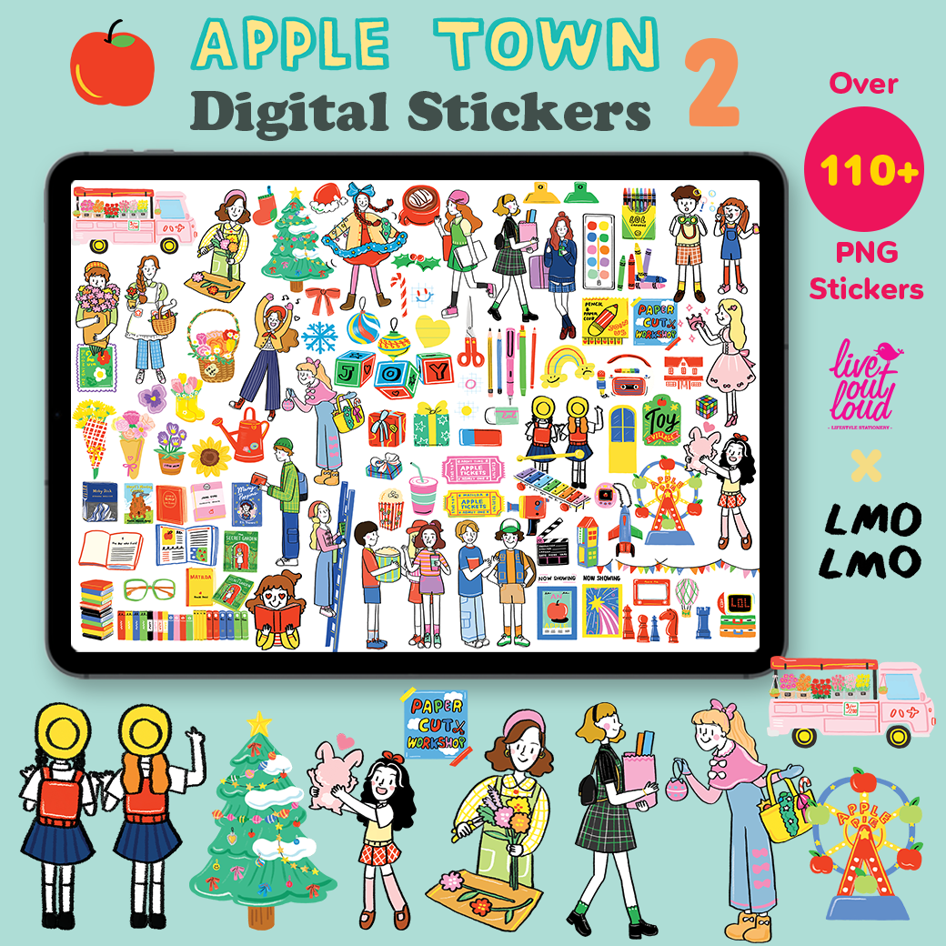 Apple Town Digital Sticker Set 2 (Live Out Loud x LMOLMO)