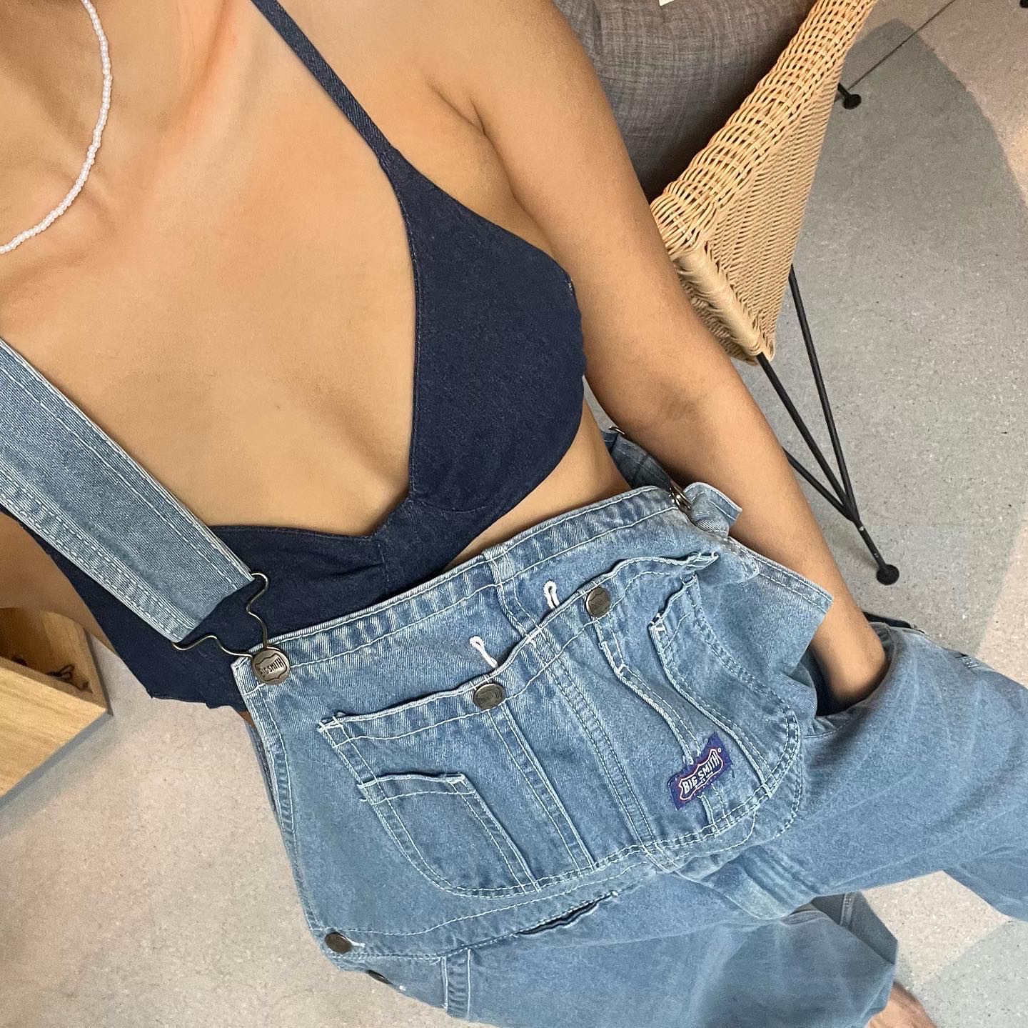 Denim Top Gun Bra in Dark Denim