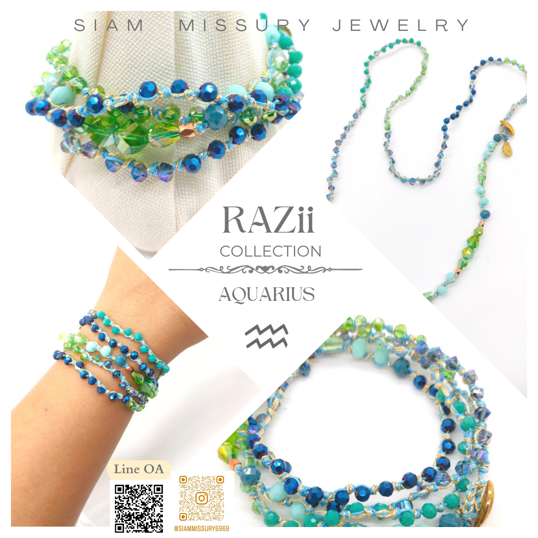 Aquarius Wrap Bracelet สร้อยข้อมือสำหรับชาวราศี กุมภ์ ( SM-RAZii-02 AUQ-Mint )