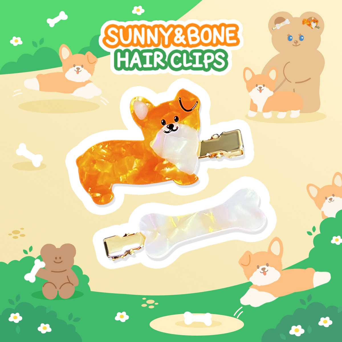 Sunny & Bone Hair Clips l Hej Bonnie Official