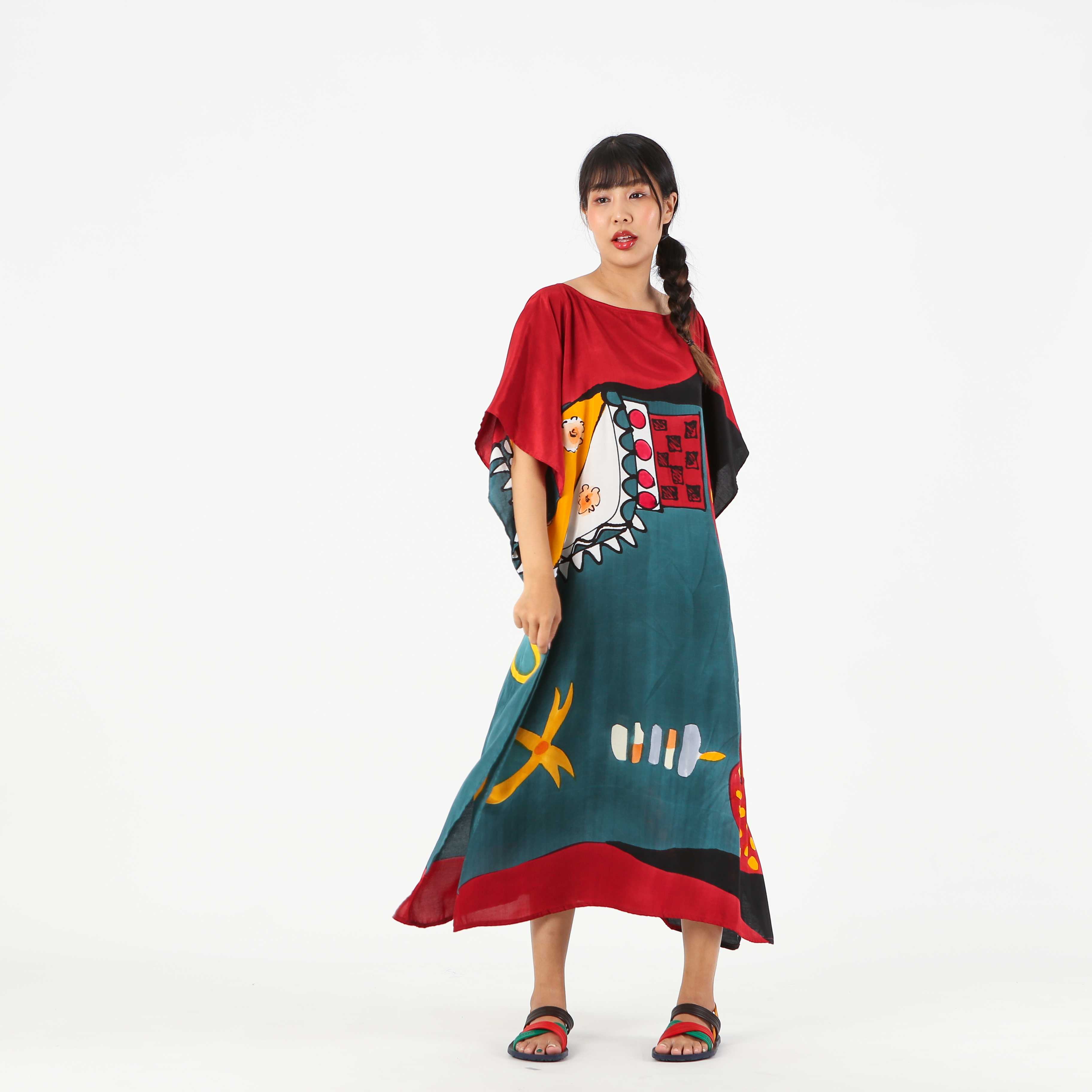 (Pre-order) Kaftan Cotton Silk Hand Paint คาฟทานคอตต้อนซิลล์แฮนด์เพ้นท์