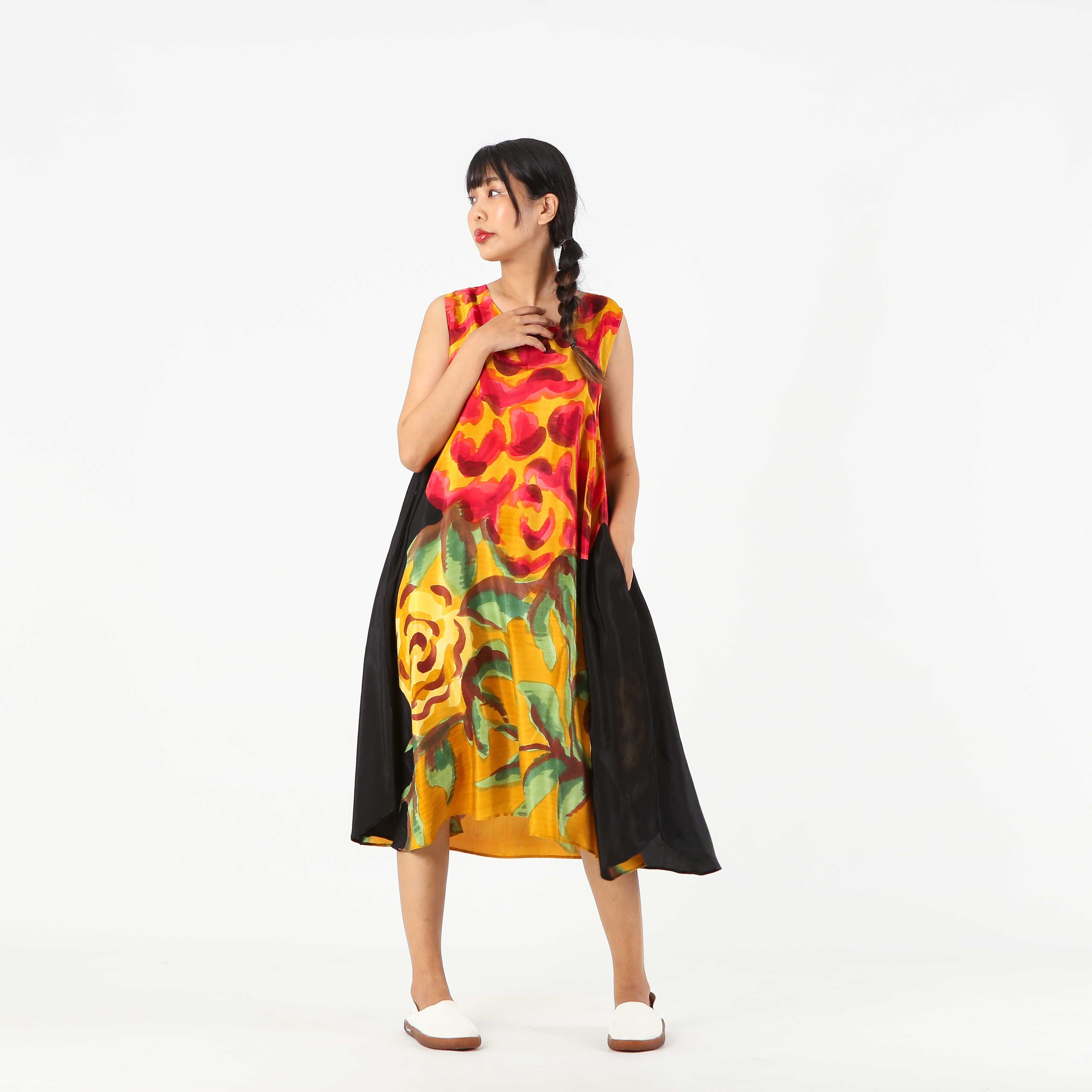 (Pre-order) Sac Sleeveless Dress Cotton Silk Hand paint