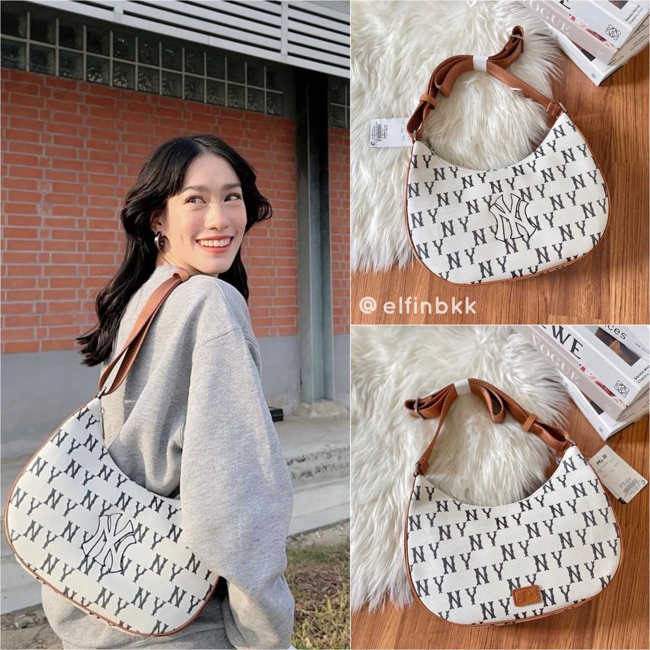 🚨Clearance Sale🚨MLB Big Classic Monogram Jacquard L-Hobo Bag   กระเป๋าสะพายข้าง โฮโบ ใบใหญ่